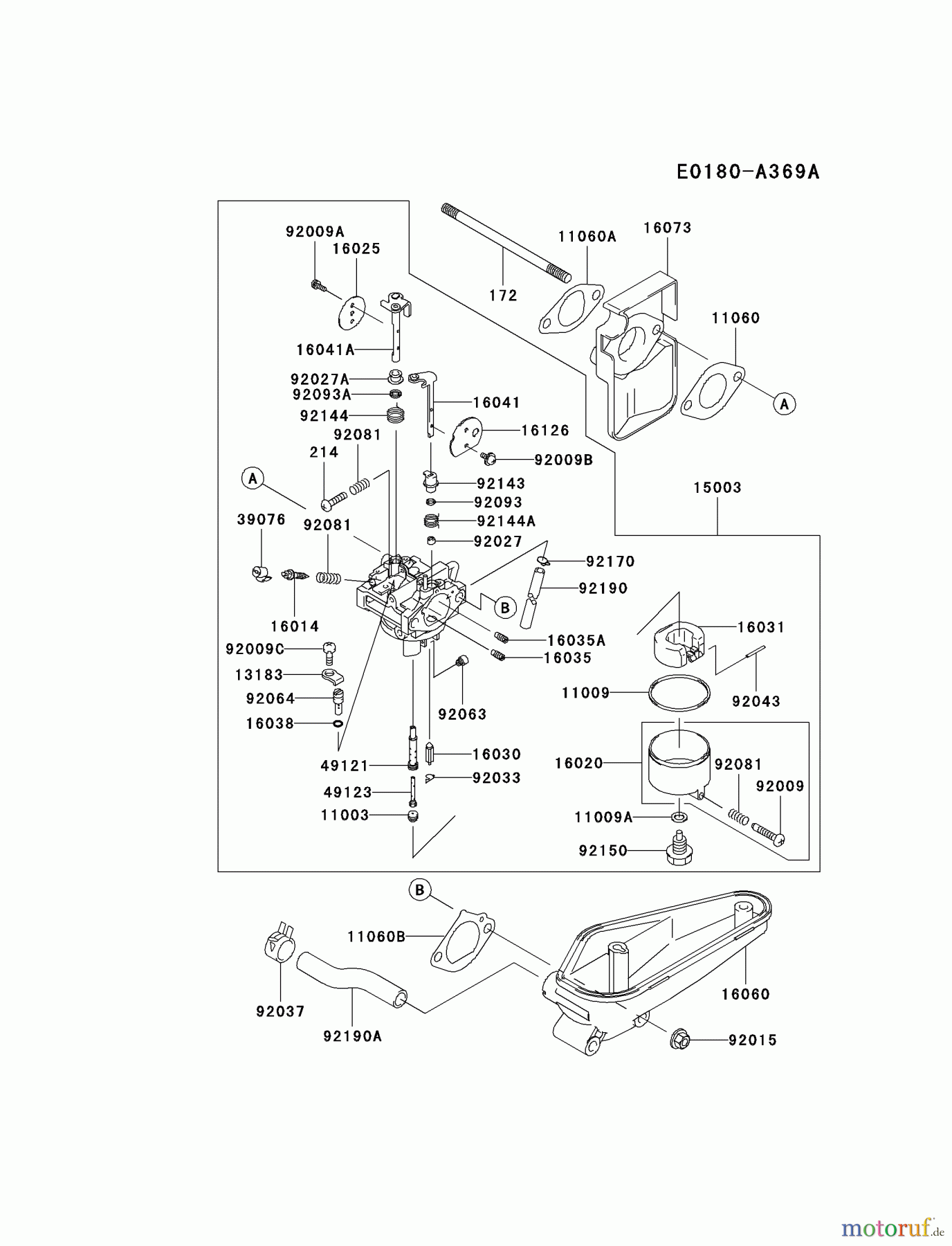  Kawasaki Motoren Motoren Vertikal FA210V - AS02 bis FH641V - DS24 FC420V-AS23 - Kawasaki FC420V 4-Stroke Engine CARBURETOR #2