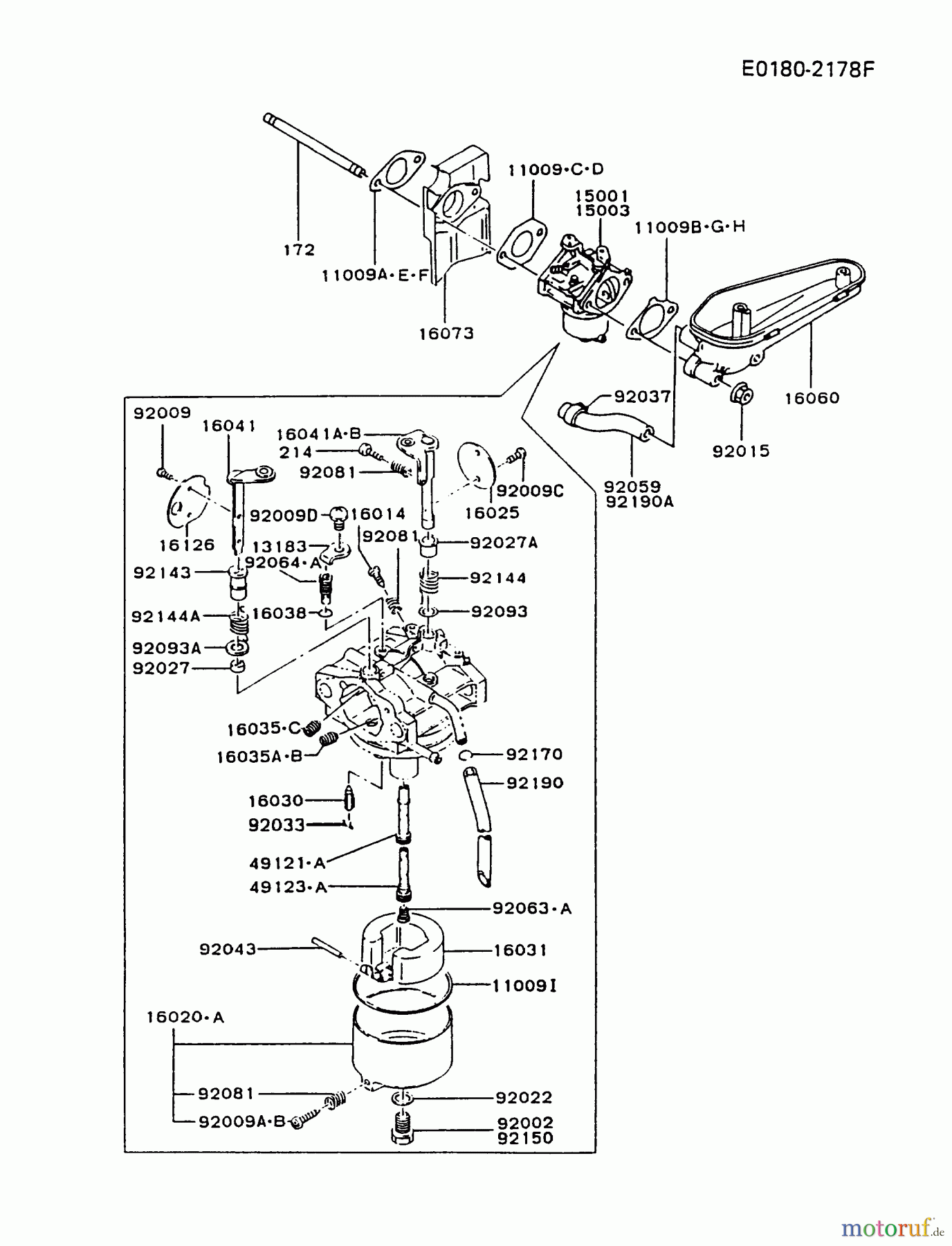  Kawasaki Motoren Motoren Vertikal FA210V - AS02 bis FH641V - DS24 FC420V-CS05 - Kawasaki FC420V 4-Stroke Engine CARBURETOR #1