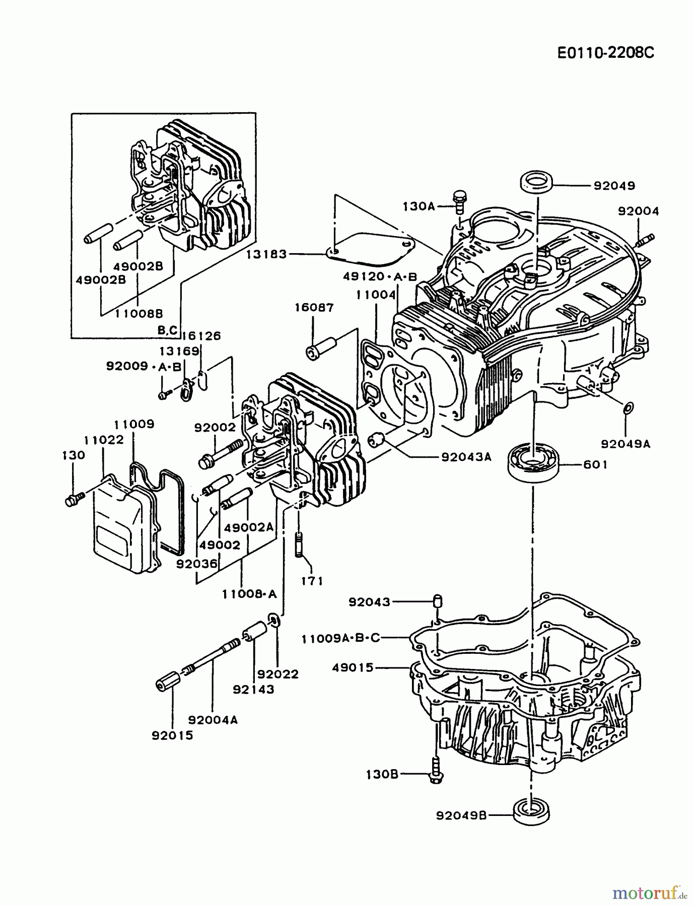  Kawasaki Motoren Motoren Vertikal FA210V - AS02 bis FH641V - DS24 FC420V-AS05 - Kawasaki FC420V 4-Stroke Engine CYLINDER/CRANKCASE