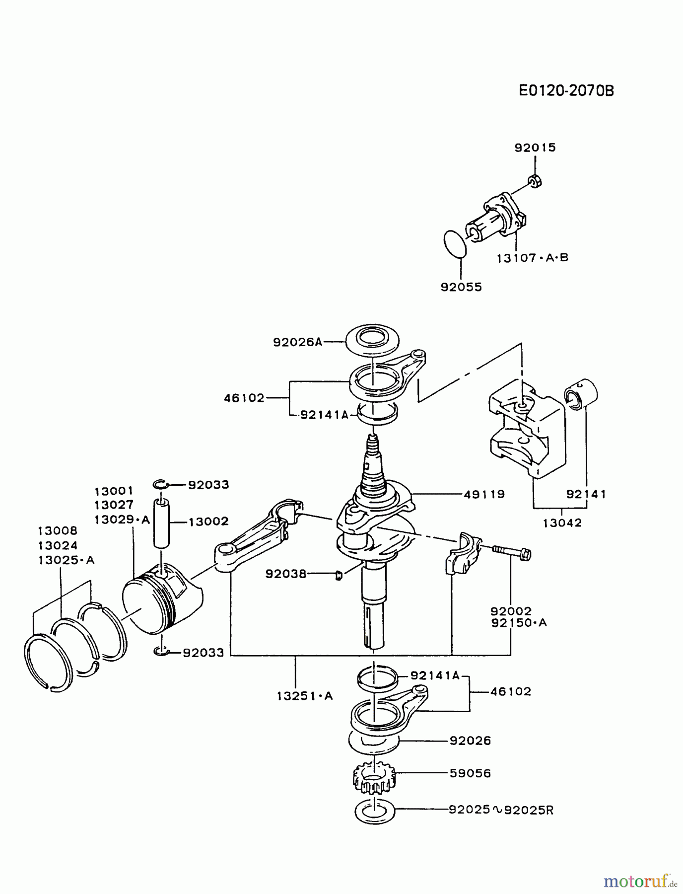  Kawasaki Motoren Motoren Vertikal FA210V - AS02 bis FH641V - DS24 FC420V-CS05 - Kawasaki FC420V 4-Stroke Engine PISTON/CRANKSHAFT #2