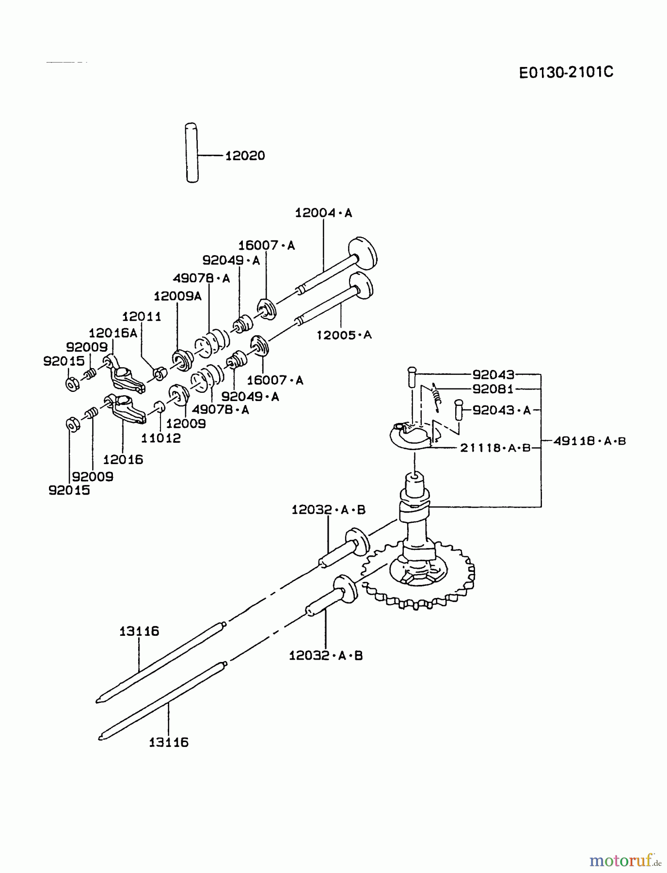  Kawasaki Motoren Motoren Vertikal FA210V - AS02 bis FH641V - DS24 FC420V-BS05 - Kawasaki FC420V 4-Stroke Engine VALVE/CAMSHAFT