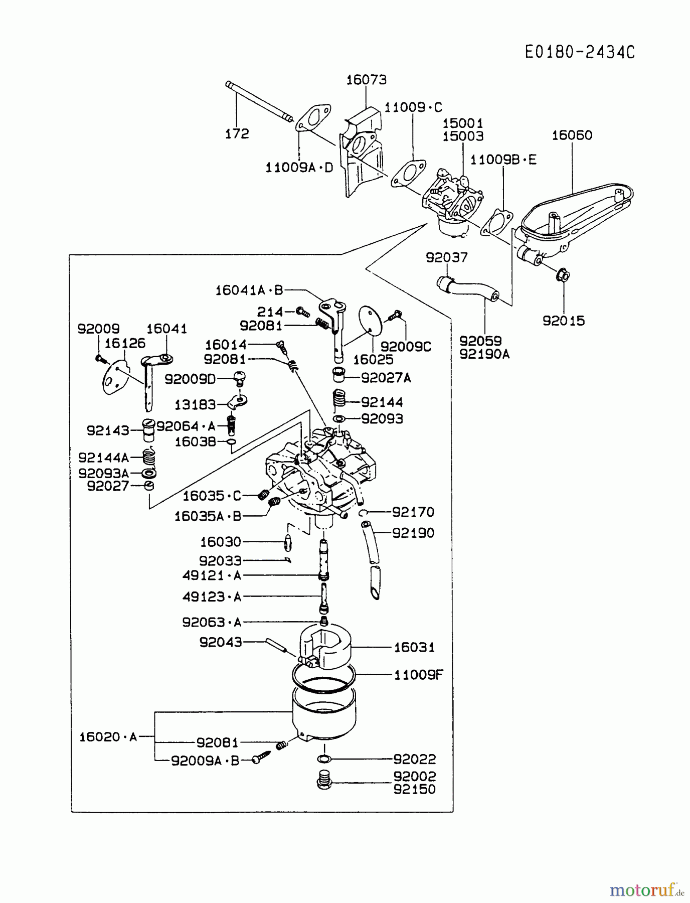  Kawasaki Motoren Motoren Vertikal FA210V - AS02 bis FH641V - DS24 FC420V-CS07 - Kawasaki FC420V 4-Stroke Engine CARBURETOR #2