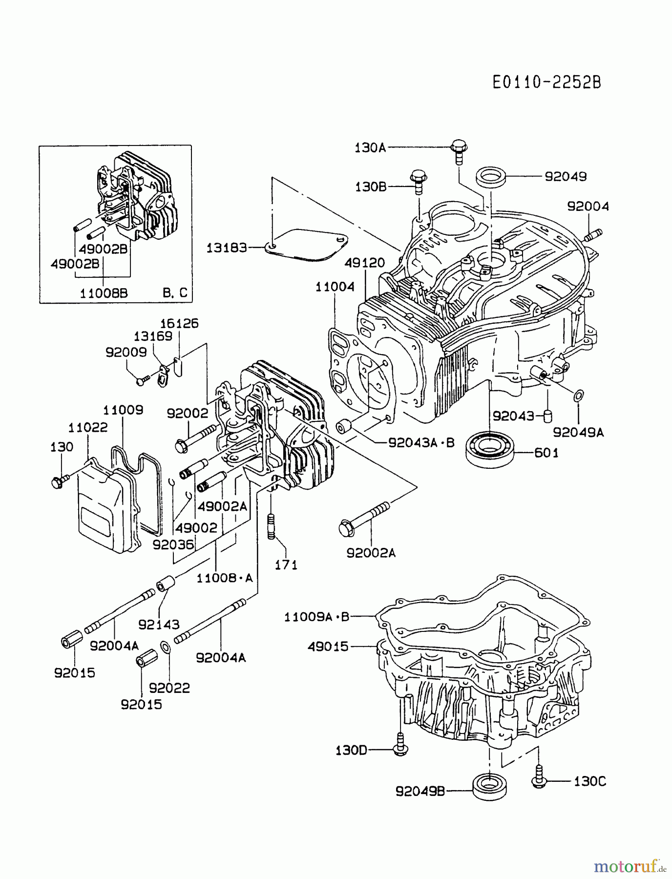  Kawasaki Motoren Motoren Vertikal FA210V - AS02 bis FH641V - DS24 FC420V-CS07 - Kawasaki FC420V 4-Stroke Engine CYLINDER/CRANKCASE