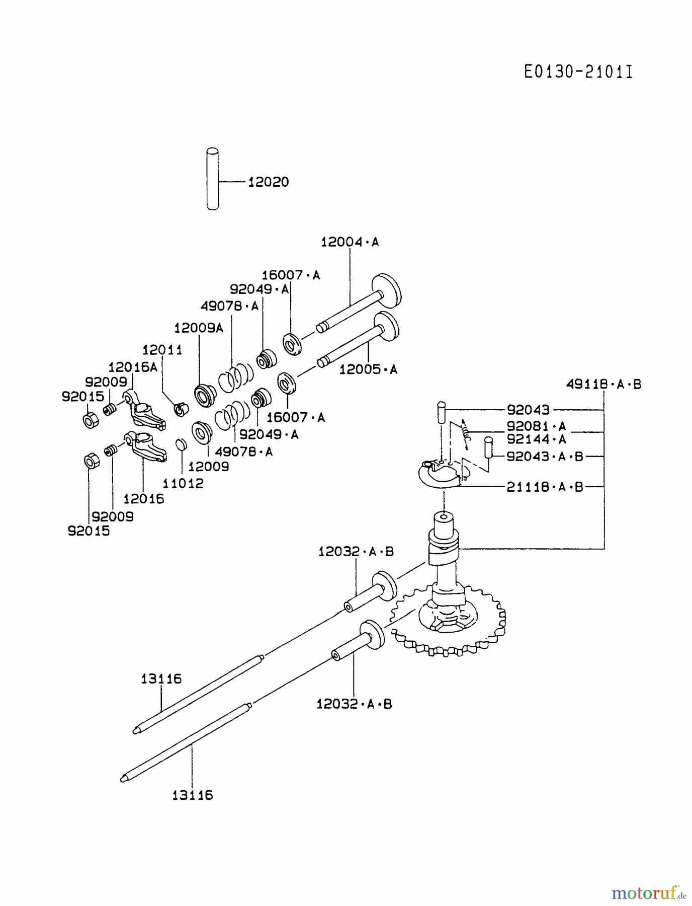  Kawasaki Motoren Motoren Vertikal FA210V - AS02 bis FH641V - DS24 FC420V-AS07 - Kawasaki FC420V 4-Stroke Engine VALVE/CAMSHAFT