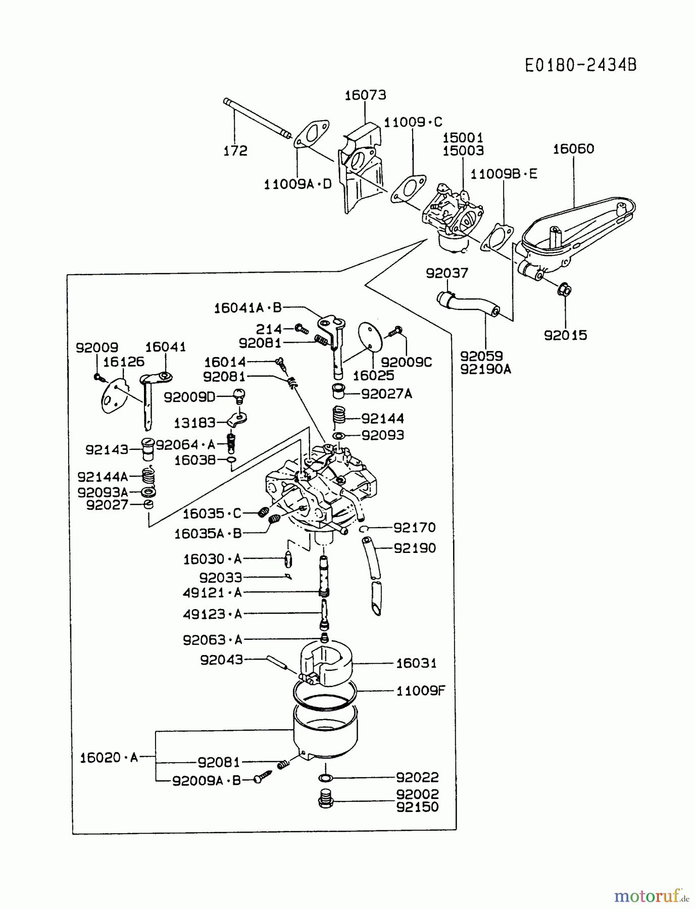  Kawasaki Motoren Motoren Vertikal FA210V - AS02 bis FH641V - DS24 FC420V-CS01 - Kawasaki FC420V 4-Stroke Engine CARBURETOR #2