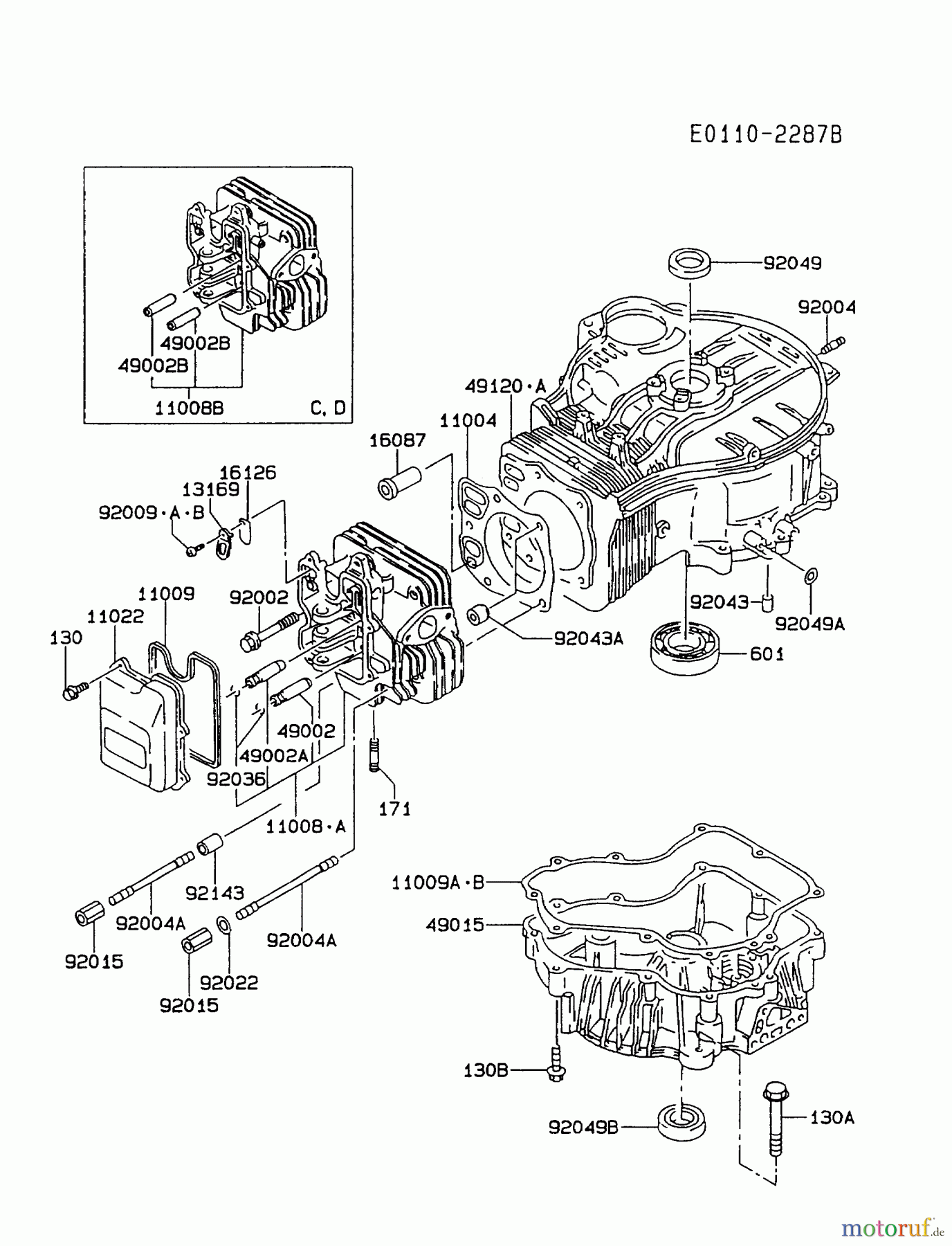  Kawasaki Motoren Motoren Vertikal FA210V - AS02 bis FH641V - DS24 FC420V-CS01 - Kawasaki FC420V 4-Stroke Engine CYLINDER/CRANKCASE