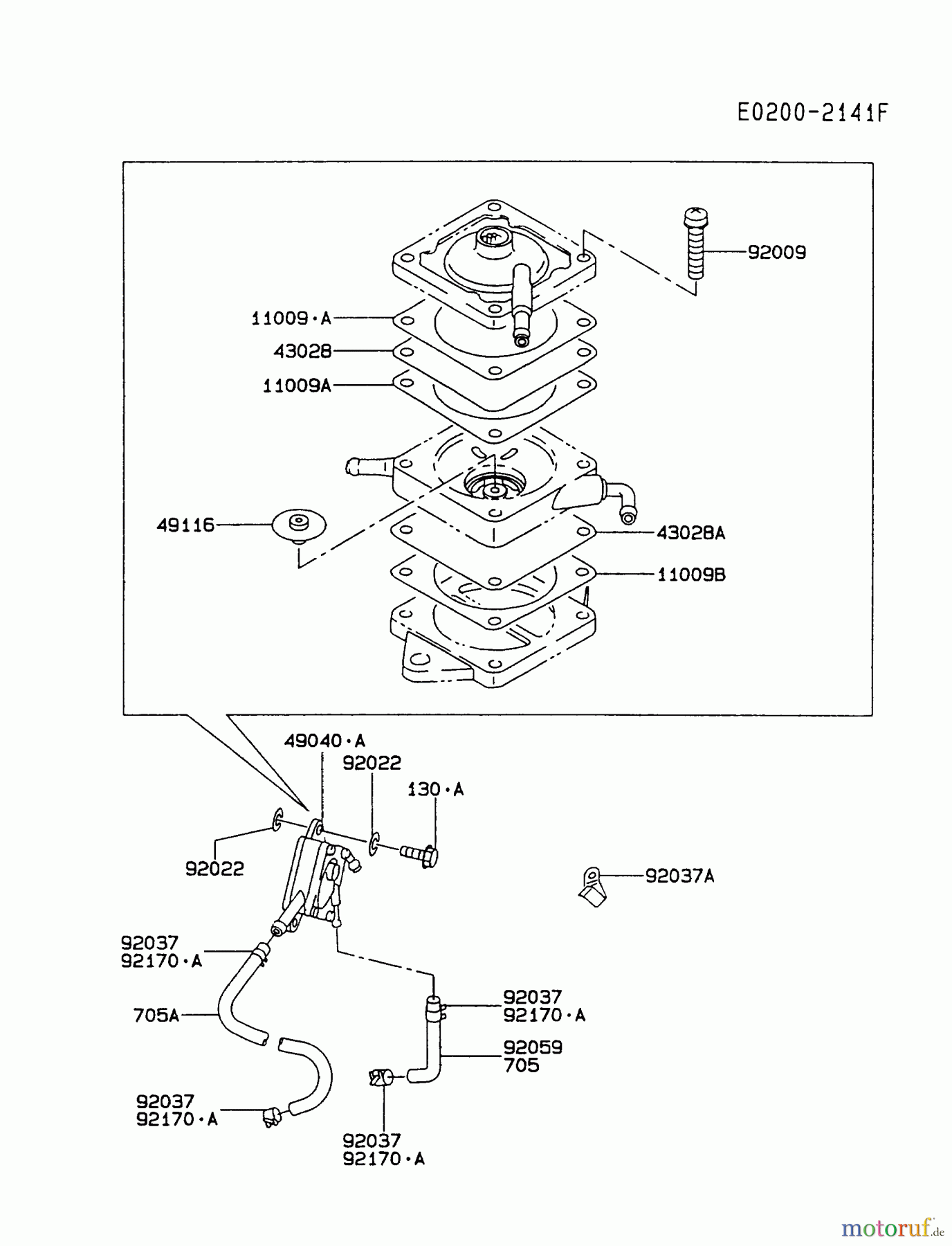  Kawasaki Motoren Motoren Vertikal FA210V - AS02 bis FH641V - DS24 FC420V-CS01 - Kawasaki FC420V 4-Stroke Engine FUEL-TANK/FUEL-VALVE