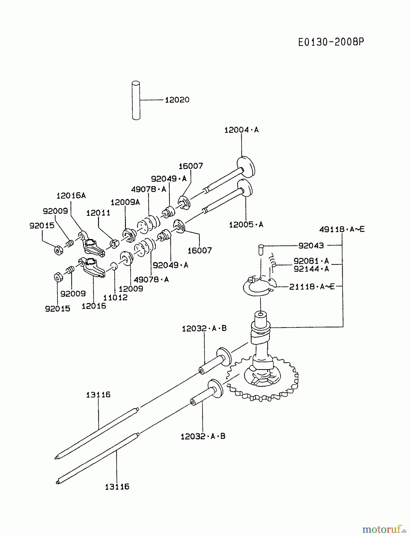  Kawasaki Motoren Motoren Vertikal FA210V - AS02 bis FH641V - DS24 FC420V-BS01 - Kawasaki FC420V 4-Stroke Engine VALVE/CAMSHAFT #1