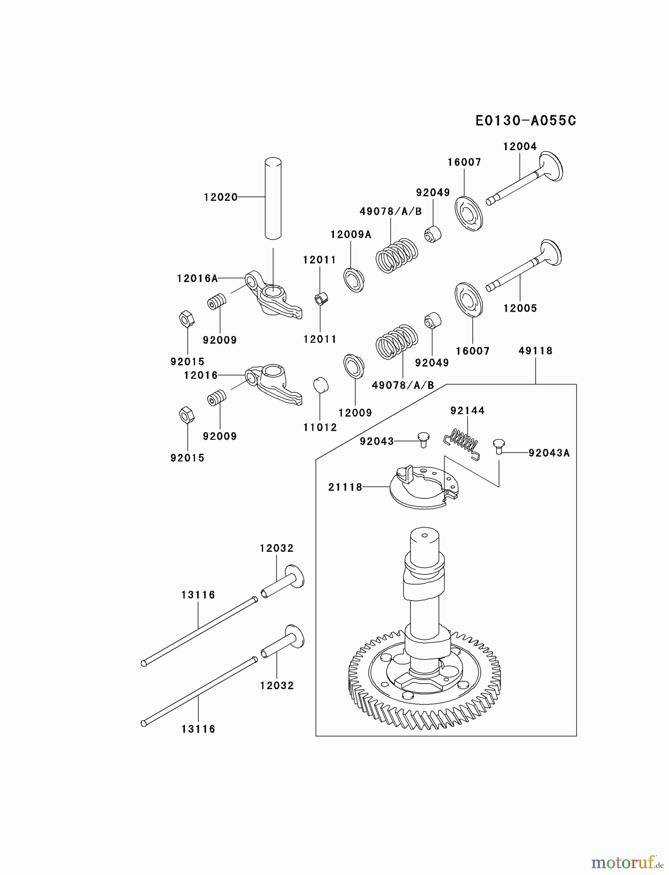  Kawasaki Motoren Motoren Vertikal FA210V - AS02 bis FH641V - DS24 FC401V-BS01 - Kawasaki FC401V 4-Stroke Engine VALVE/CAMSHAFT