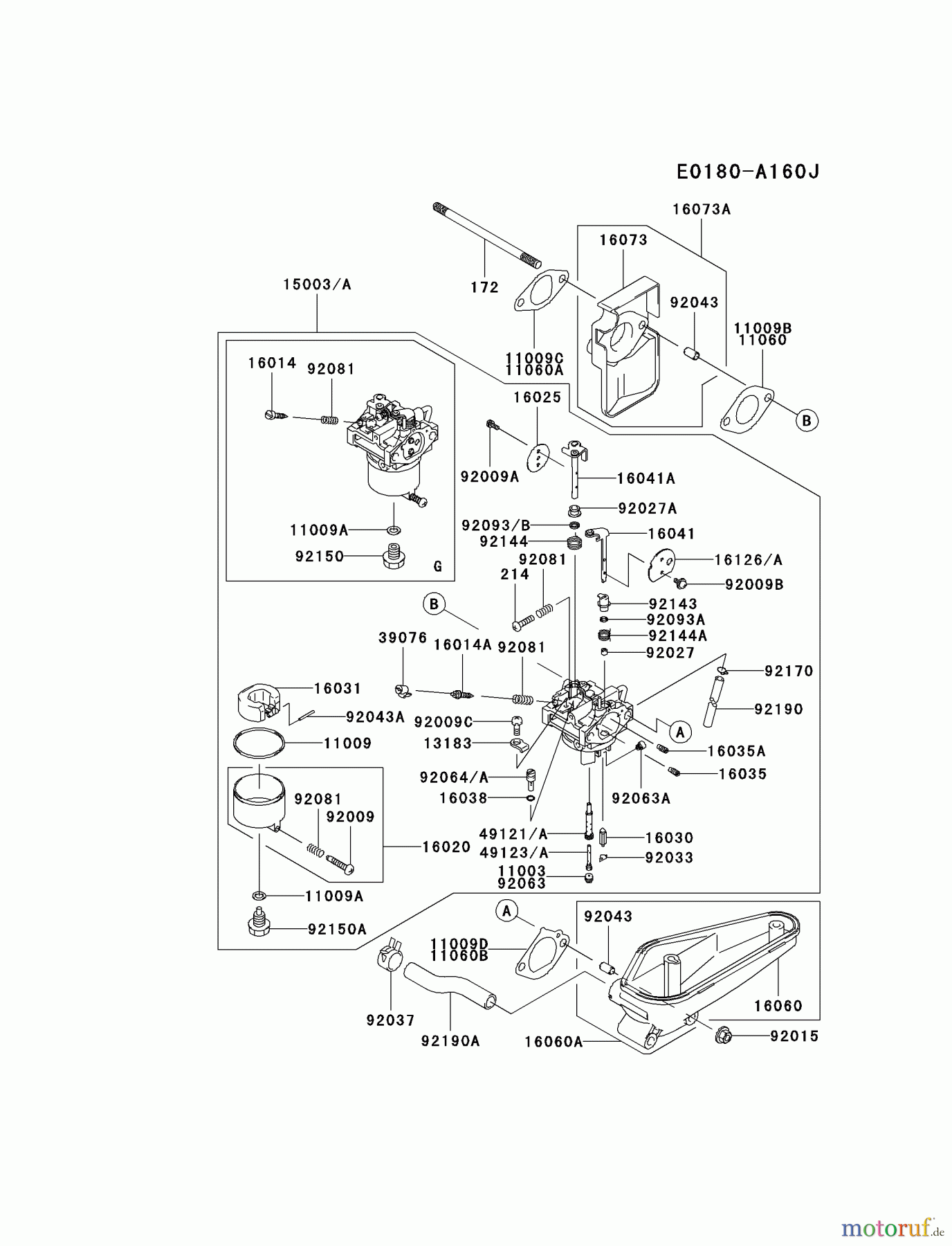  Kawasaki Motoren Motoren Vertikal FA210V - AS02 bis FH641V - DS24 FC420V-GS01 - Kawasaki FC420V 4-Stroke Engine CARBURETOR #2