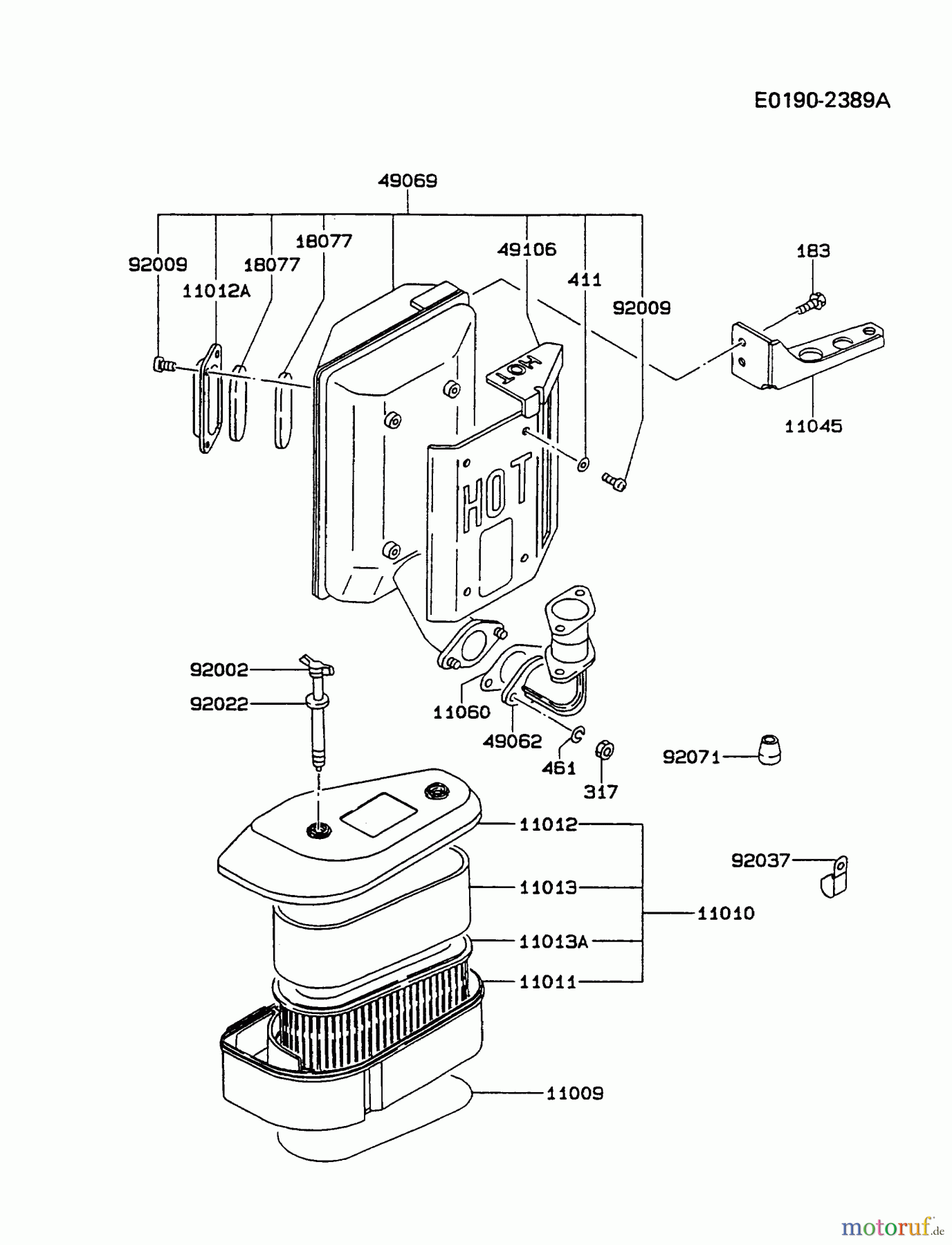  Kawasaki Motoren Motoren Vertikal FA210V - AS02 bis FH641V - DS24 FC540V-AS13 - Kawasaki FC540V 4-Stroke Engine AIR-FILTER/MUFFLER