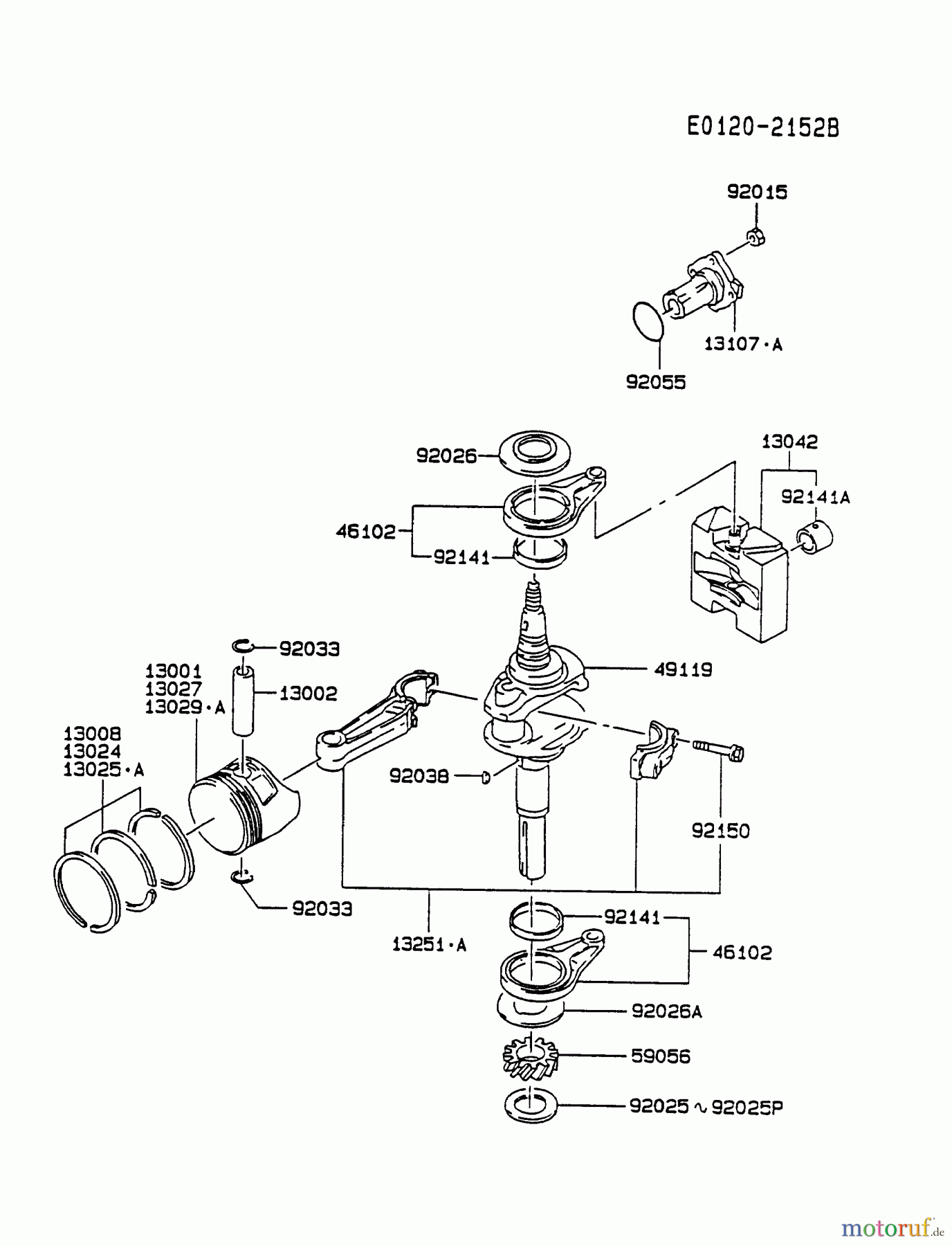  Kawasaki Motoren Motoren Vertikal FA210V - AS02 bis FH641V - DS24 FC540V-AS13 - Kawasaki FC540V 4-Stroke Engine PISTON/CRANKSHAFT