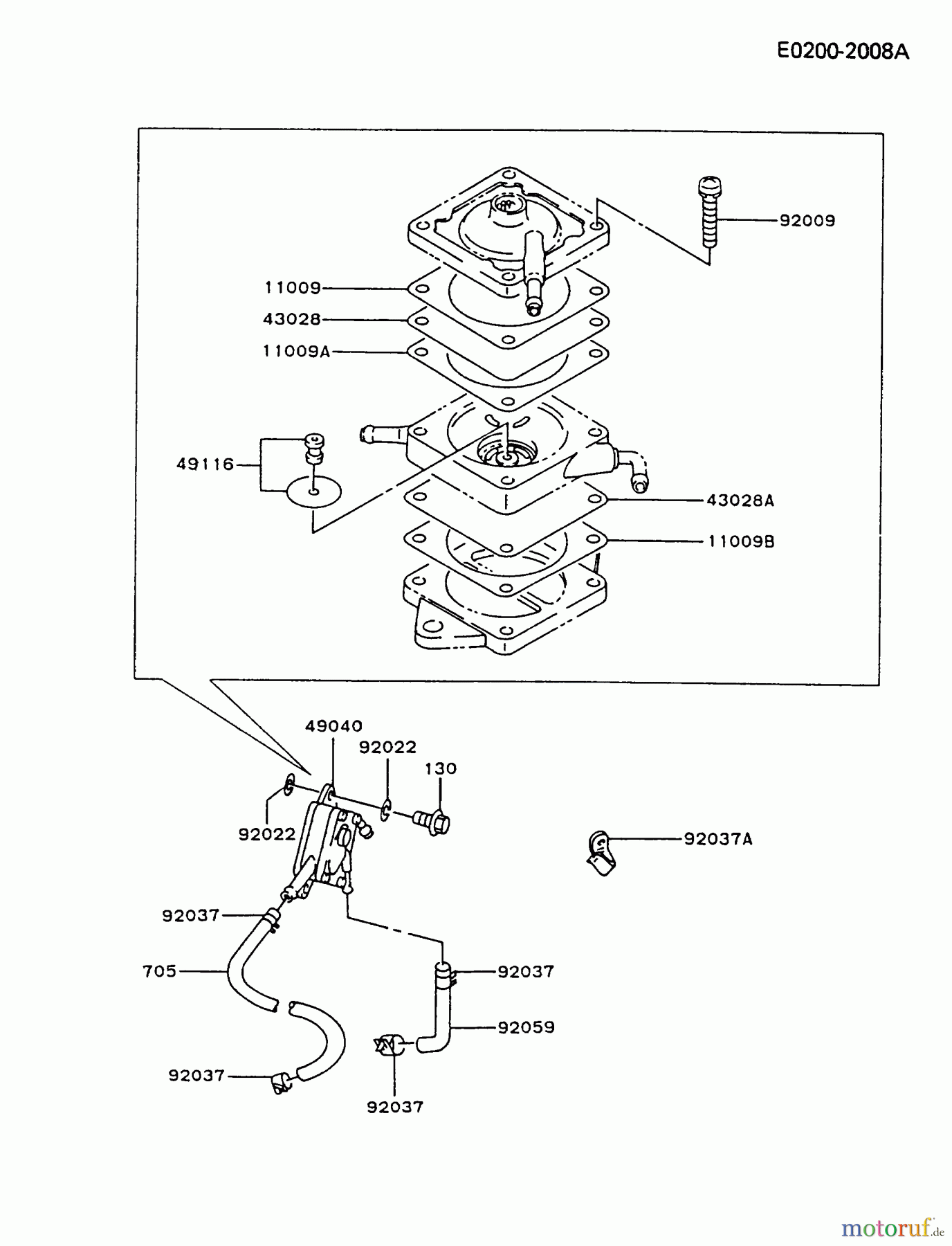  Kawasaki Motoren Motoren Vertikal FA210V - AS02 bis FH641V - DS24 FC420V-AS03 - Kawasaki FC420V 4-Stroke Engine FUEL-TANK/FUEL-VALVE