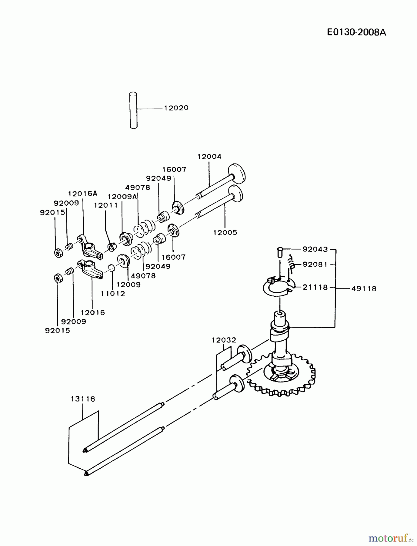  Kawasaki Motoren Motoren Vertikal FA210V - AS02 bis FH641V - DS24 FC420V-AS03 - Kawasaki FC420V 4-Stroke Engine VALVE/CAMSHAFT