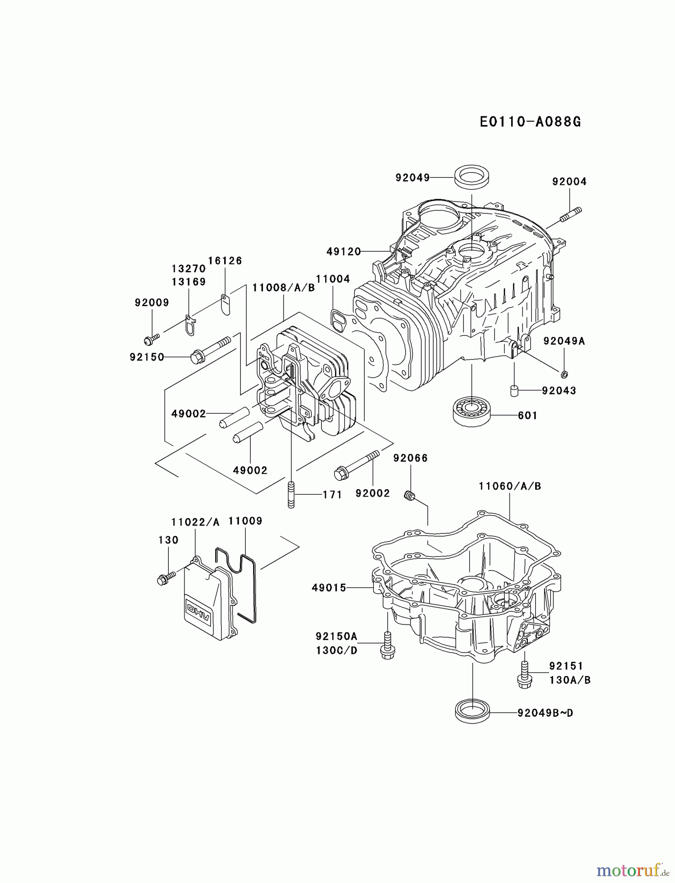  Kawasaki Motoren Motoren Vertikal FA210V - AS02 bis FH641V - DS24 FC540V-FS13 - Kawasaki FC540V 4-Stroke Engine CYLINDER/CRANKCASE