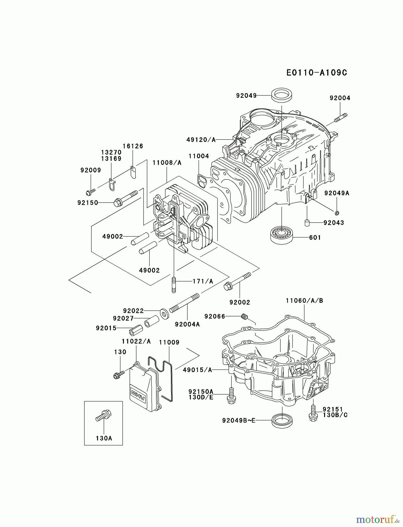  Kawasaki Motoren Motoren Vertikal FA210V - AS02 bis FH641V - DS24 FC540V-FS16 - Kawasaki FC540V 4-Stroke Engine CYLINDER/CRANKCASE #1