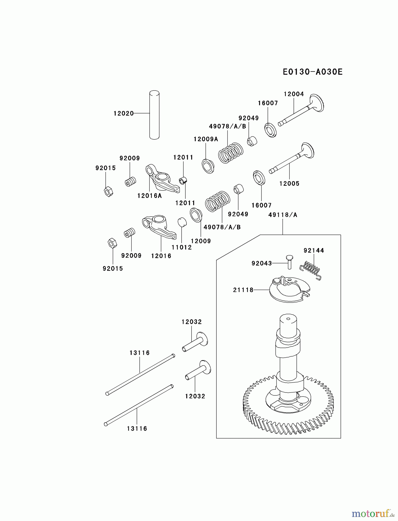  Kawasaki Motoren Motoren Vertikal FA210V - AS02 bis FH641V - DS24 FC540V-AS16 - Kawasaki FC540V 4-Stroke Engine VALVE/CAMSHAFT