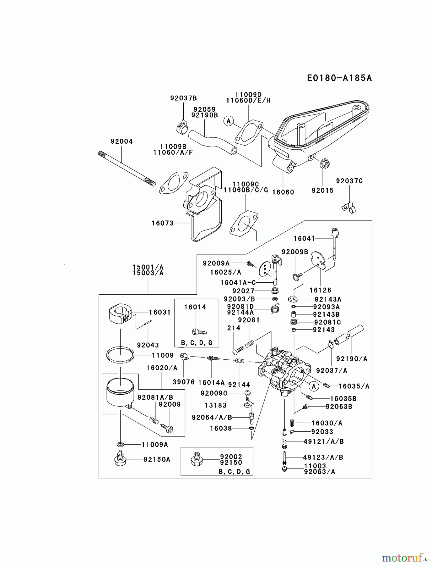  Kawasaki Motoren Motoren Vertikal FA210V - AS02 bis FH641V - DS24 FC540V-DS03 - Kawasaki FC540V 4-Stroke Engine CARBURETOR #3