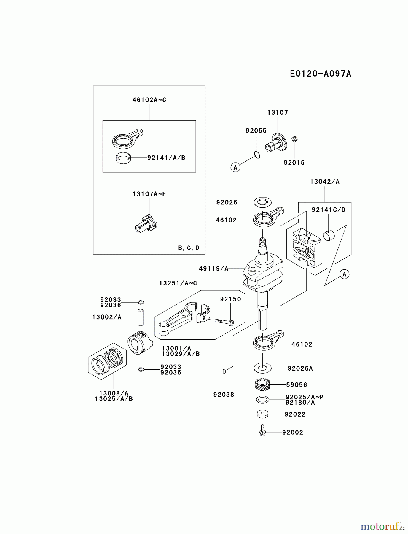  Kawasaki Motoren Motoren Vertikal FA210V - AS02 bis FH641V - DS24 FC540V-GS03 - Kawasaki FC540V 4-Stroke Engine PISTON/CRANKSHAFT #2