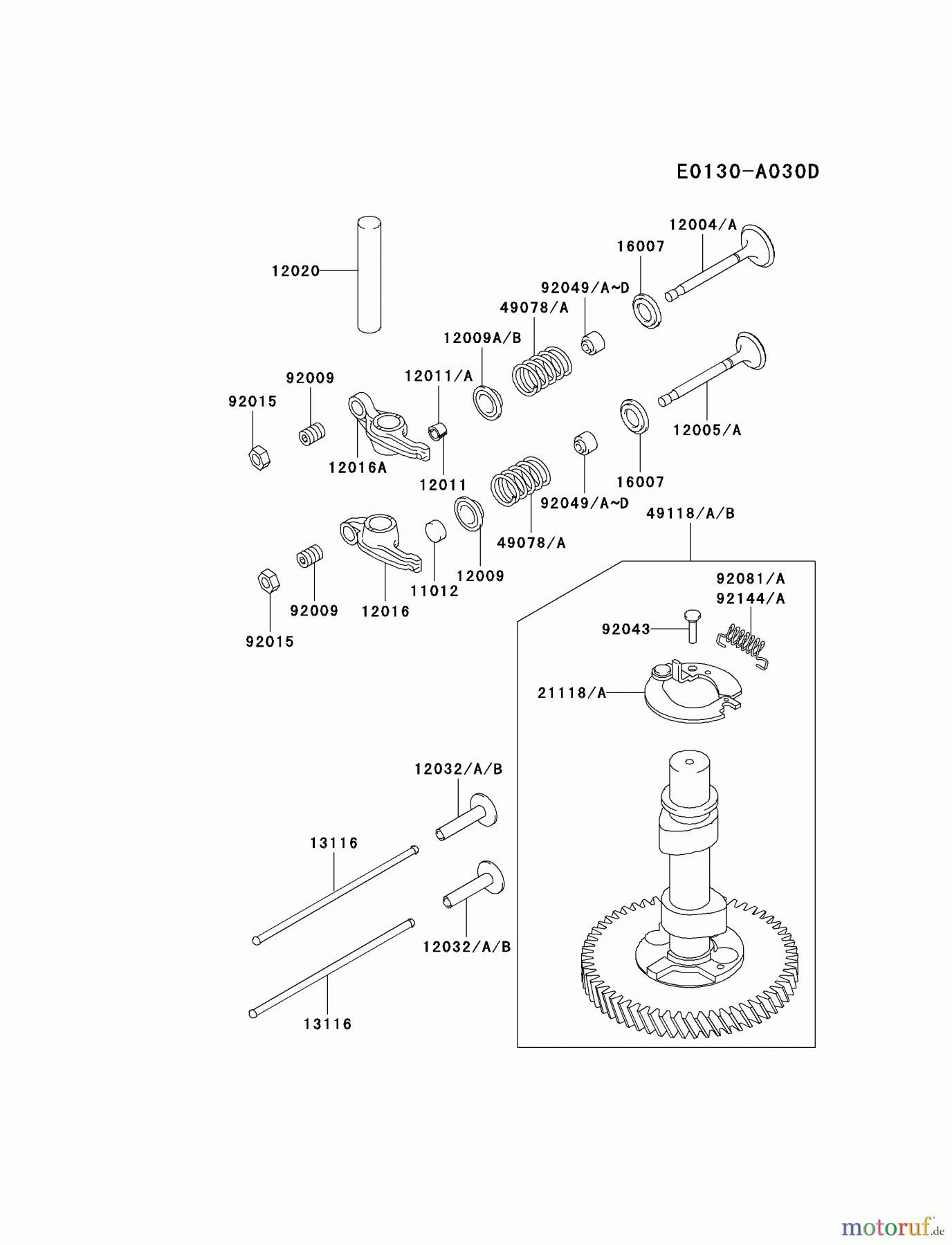  Kawasaki Motoren Motoren Vertikal FA210V - AS02 bis FH641V - DS24 FC540V-BS03 - Kawasaki FC540V 4-Stroke Engine VALVE/CAMSHAFT