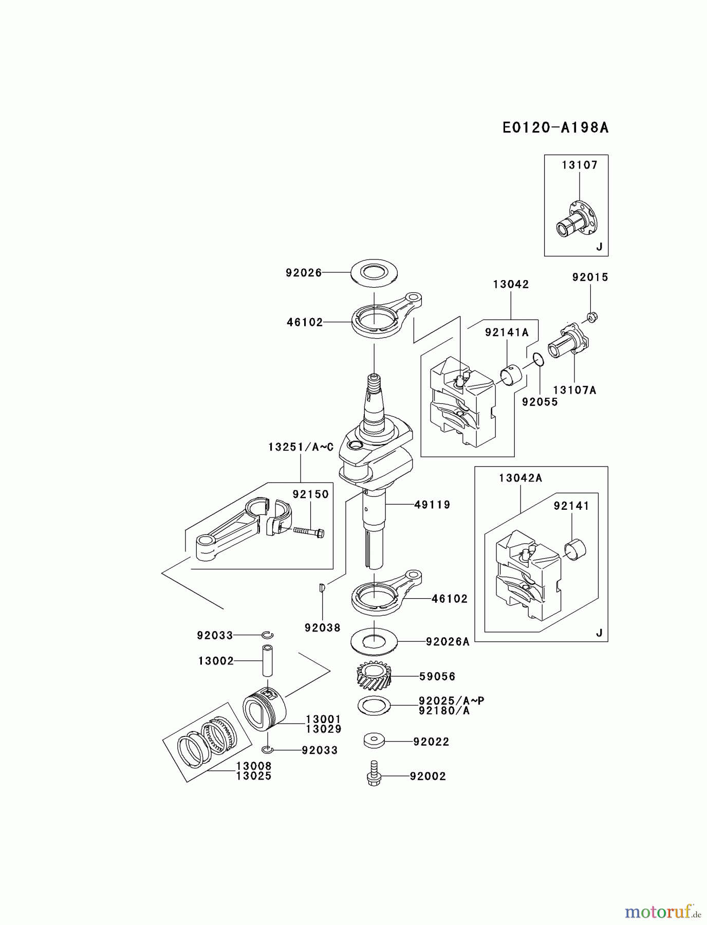  Kawasaki Motoren Motoren Vertikal FA210V - AS02 bis FH641V - DS24 FC540V-KS03 - Kawasaki FC540V 4-Stroke Engine PISTON/CRANKSHAFT #2