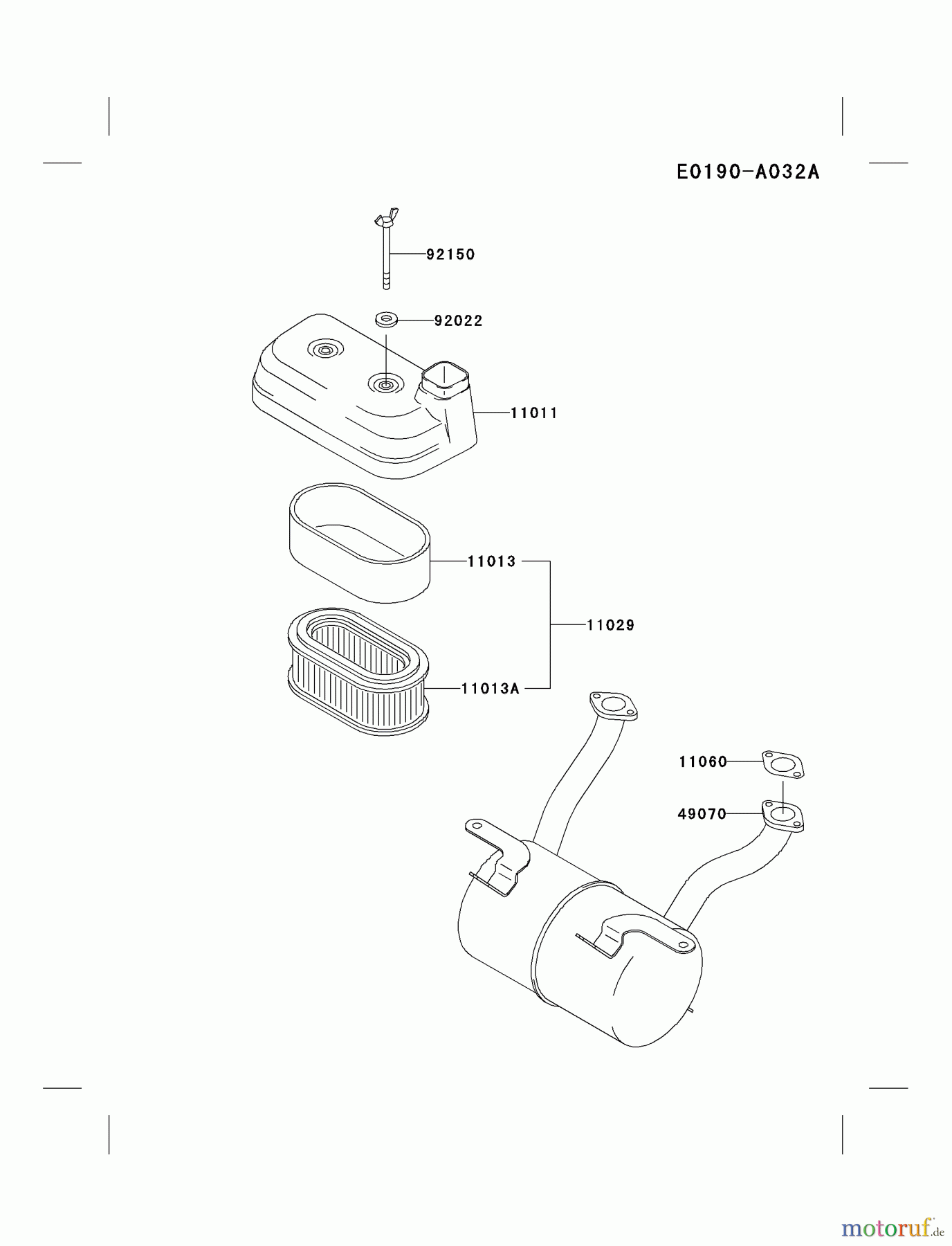  Kawasaki Motoren Motoren Vertikal FA210V - AS02 bis FH641V - DS24 FD440V-AS02 - Kawasaki FD440V 4-Stroke Engine AIR-FILTER/MUFFLER