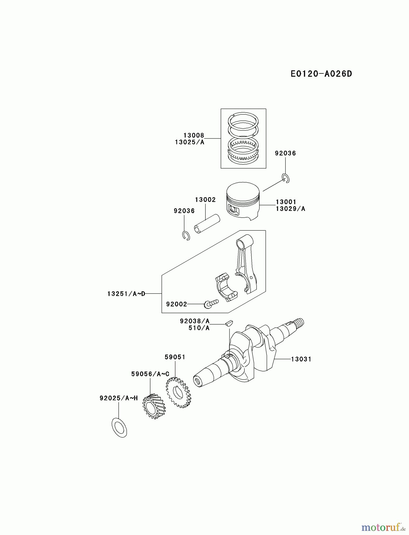  Kawasaki Geräte Stromerzeuger GER30A-CS01 (GE4300A) - Kawasaki Generator PISTON/CRANKSHAFT