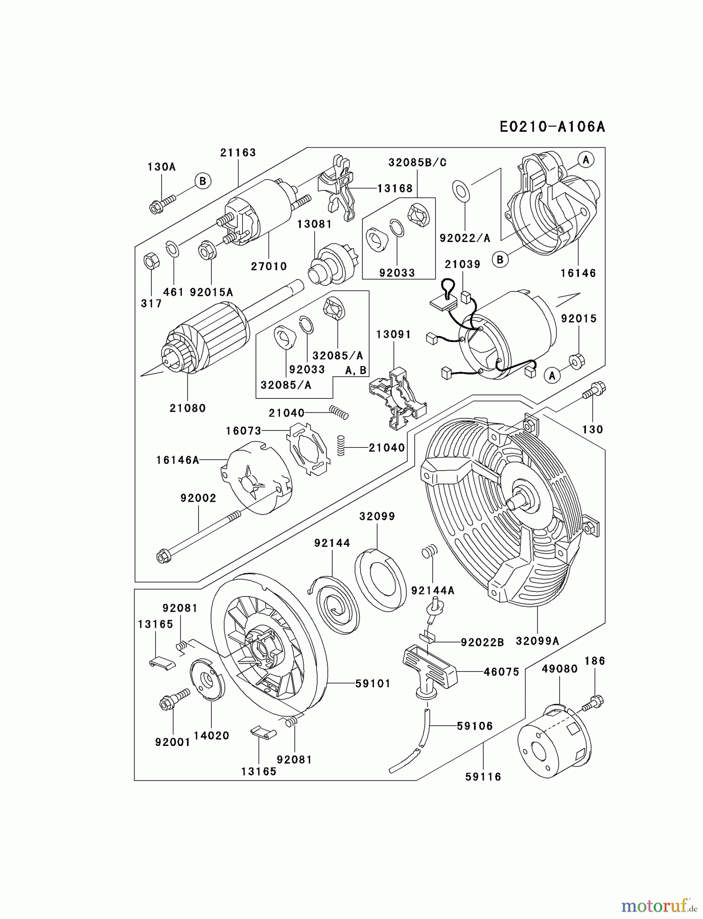  Kawasaki Geräte Stromerzeuger GEF00A-AS00 (GE5000AS) - Kawasaki Generator STARTER