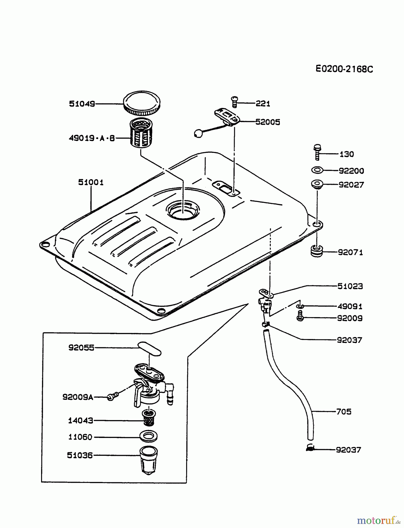  Kawasaki Geräte Stromerzeuger GER50A-AS00 (GE4500AS) - Kawasaki Generator FUEL-TANK/FUEL-VALVE