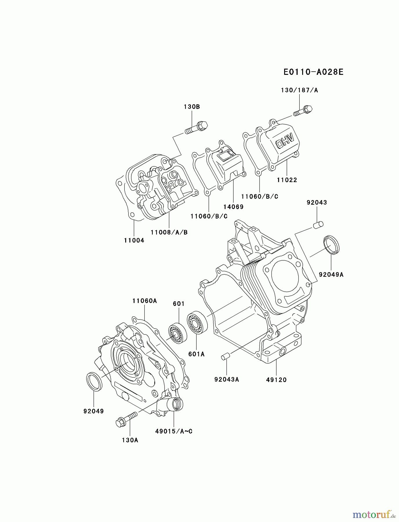  Kawasaki Geräte Stromerzeuger GEW20A-DS01 (GE2200A) - Kawasaki Generator CYLINDER/CRANKCASE