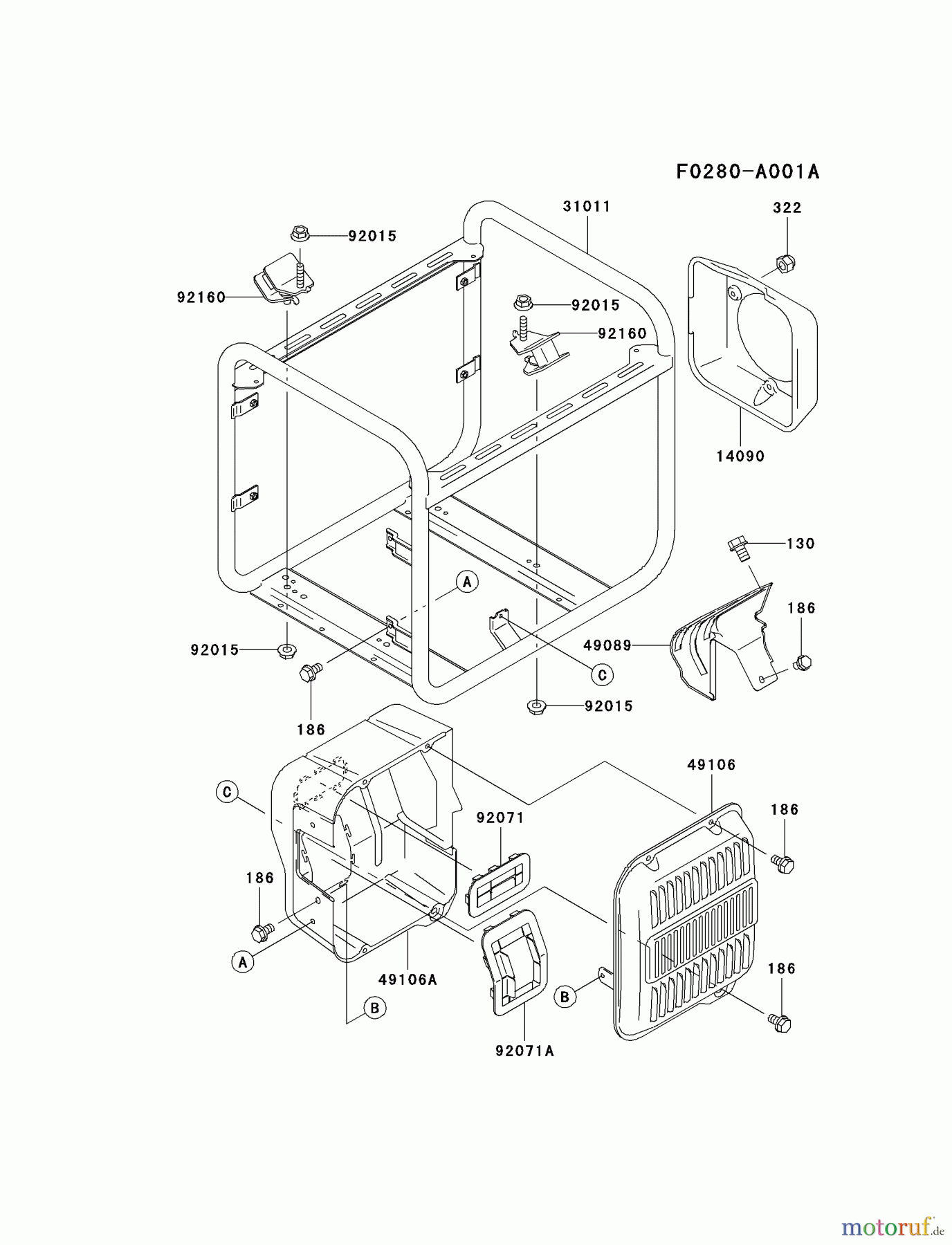  Kawasaki Geräte Stromerzeuger GEW90A-BS01 (GE2900A) - Kawasaki Generator FRAME #1