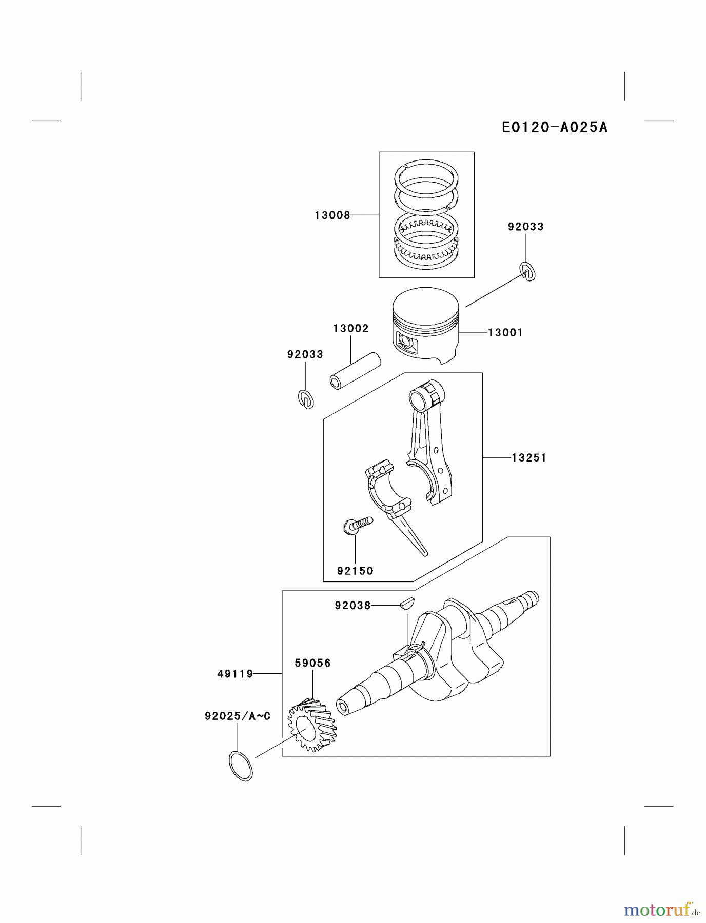  Kawasaki Geräte Stromerzeuger GEW90A-AS01 (GE2900A) - Kawasaki Generator PISTON/CRANKSHAFT