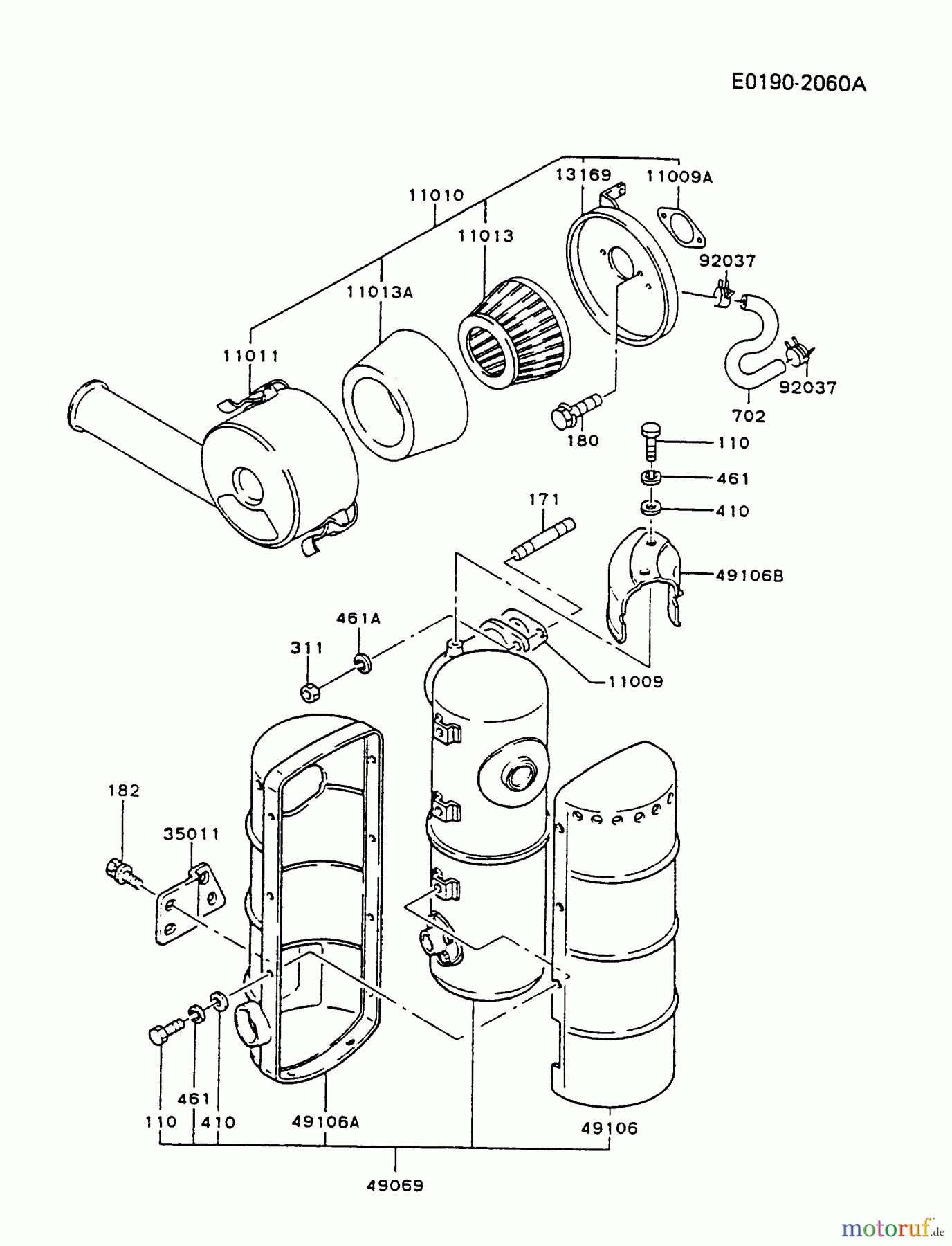  Kawasaki Geräte Stromerzeuger GZF00A-FS00 (KG5000) - Kawasaki Generator AIR-FILTER/MUFFLER