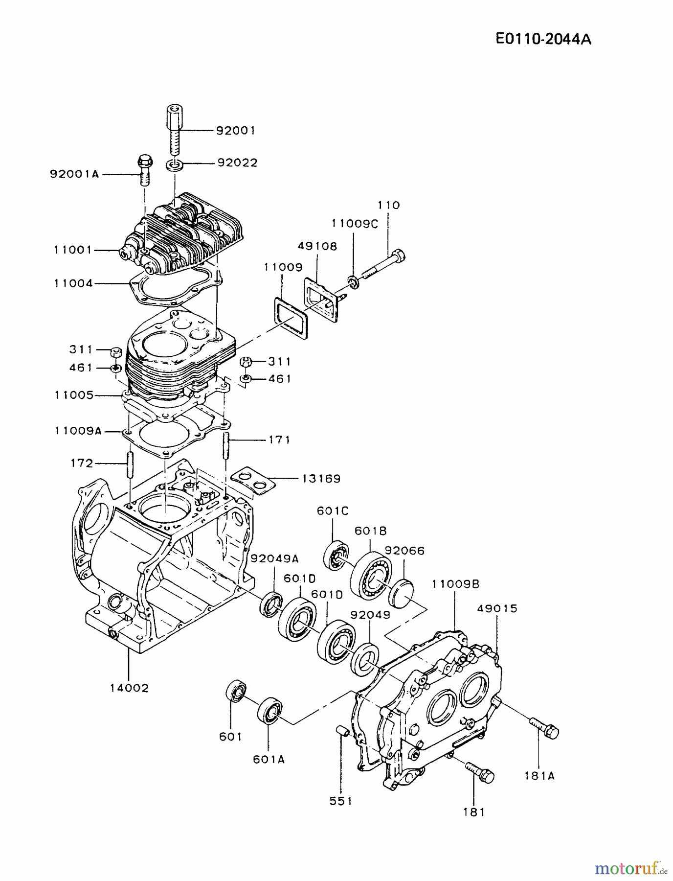  Kawasaki Geräte Stromerzeuger GZF00A-FS00 (KG5000) - Kawasaki Generator CYLINDER/CRANKCASE