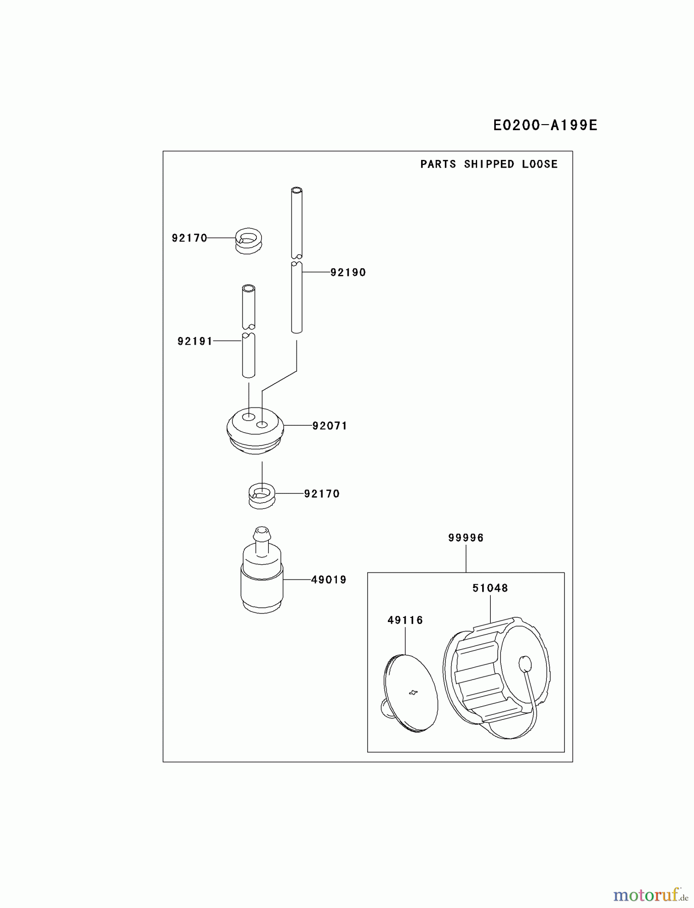  Kawasaki Geräte Bläser / Sauger / Häcksler / Zerkleinerer HG700A-AS00 (KRB700B) - Kawasaki Backpack Blower FUEL-TANK/FUEL-VALVE