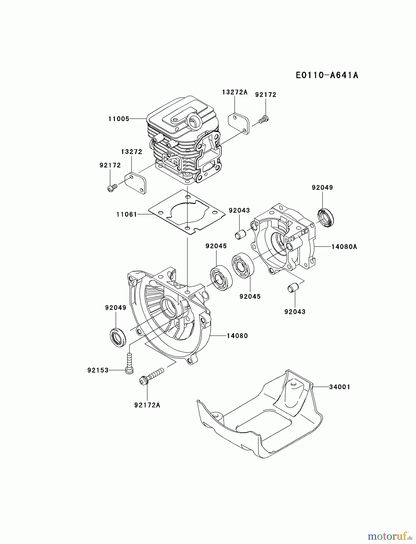  Kawasaki Geräte Trimmer, Faden / Bürste KGT27B-A3 (KGT27B) - Kawasaki Grass Trimmer CYLINDER/CRANKCASE