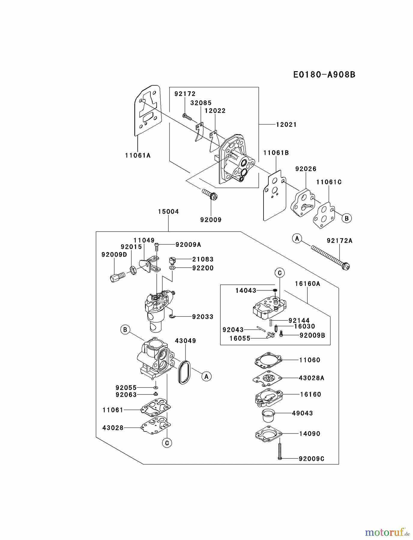  Kawasaki Geräte Trimmer, Faden / Bürste KBL27C-A5 (KBL27C) - Kawasaki Brush Cutter CARBURETOR