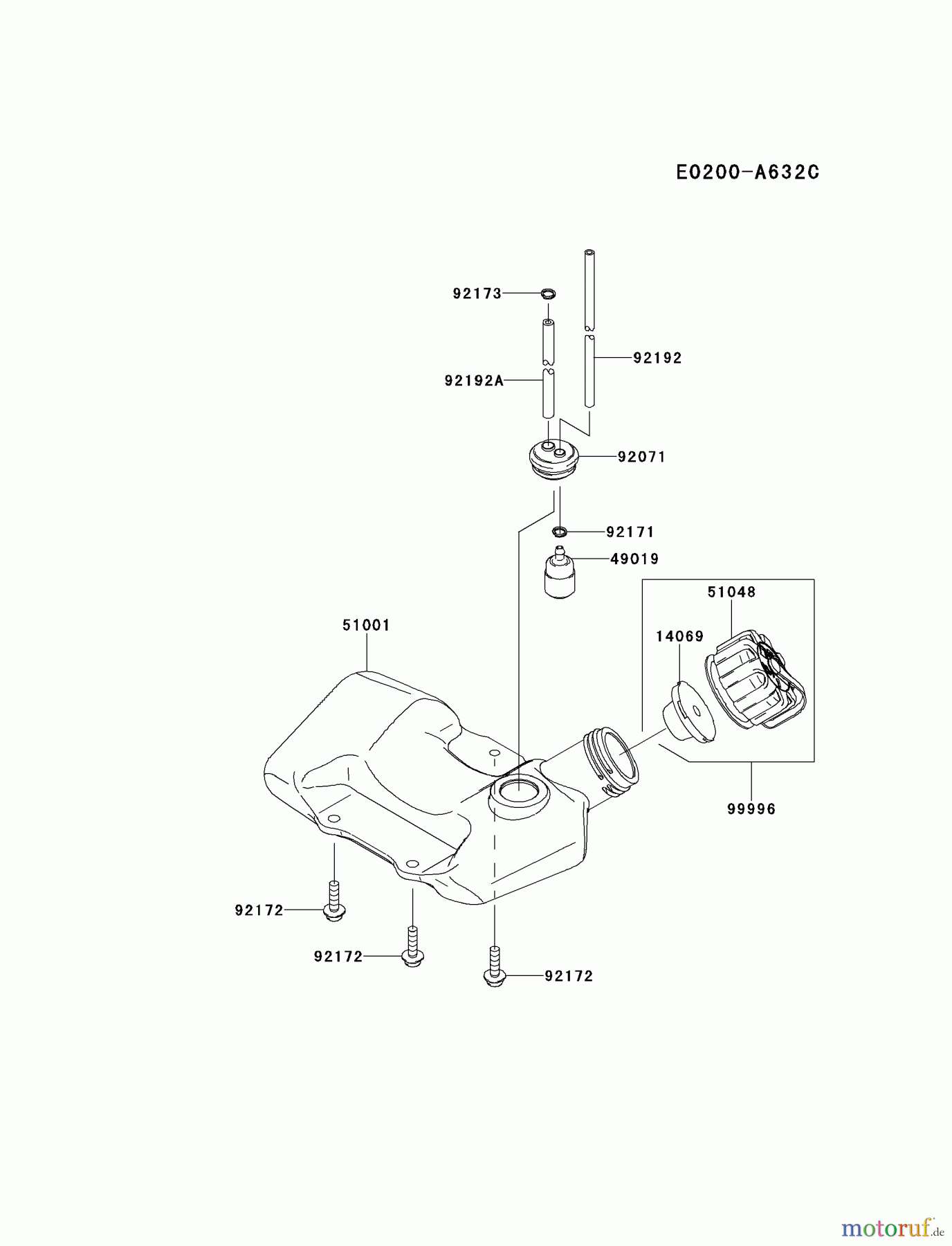  Kawasaki Geräte Trimmer, Faden / Bürste KBL27C-A5 (KBL27C) - Kawasaki Brush Cutter FUEL-TANK/FUEL-VALVE