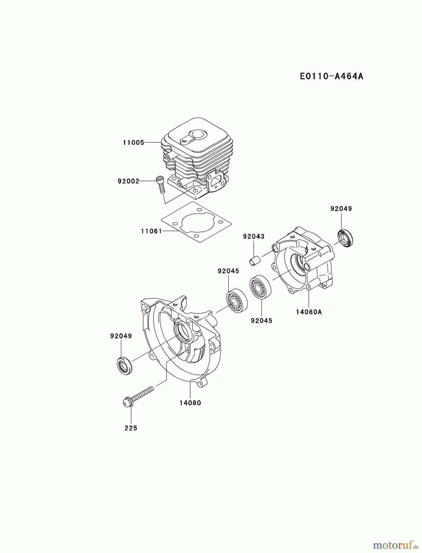  Kawasaki Geräte Bläser / Sauger / Häcksler / Zerkleinerer KRB300A-A1 (KRB300A) - Kawasaki Backpack Blower CYLINDER/CRANKCASE