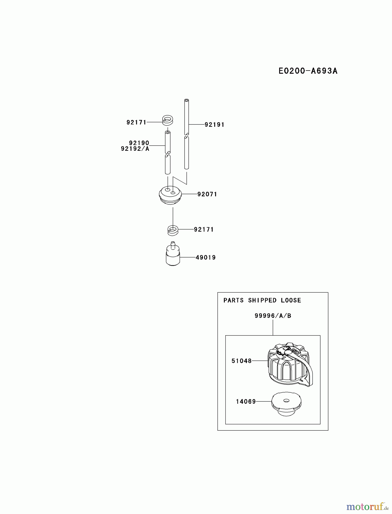  Kawasaki Geräte Bläser / Sauger / Häcksler / Zerkleinerer KRB300A-A1 (KRB300A) - Kawasaki Backpack Blower FUEL-TANK/FUEL-VALVE