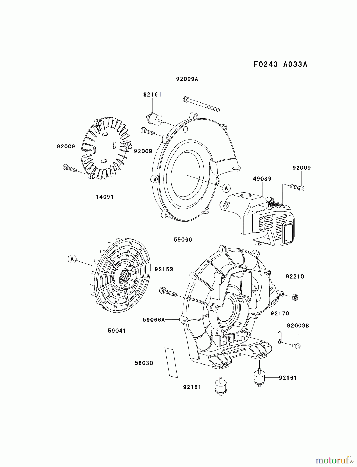  Kawasaki Geräte Bläser / Sauger / Häcksler / Zerkleinerer KRB300A-A1 (KRB300A) - Kawasaki Backpack Blower HOUSING