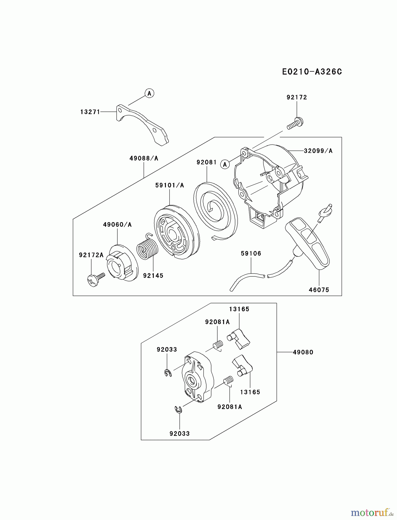  Kawasaki Geräte Bläser / Sauger / Häcksler / Zerkleinerer KRB300A-A1 (KRB300A) - Kawasaki Backpack Blower STARTER