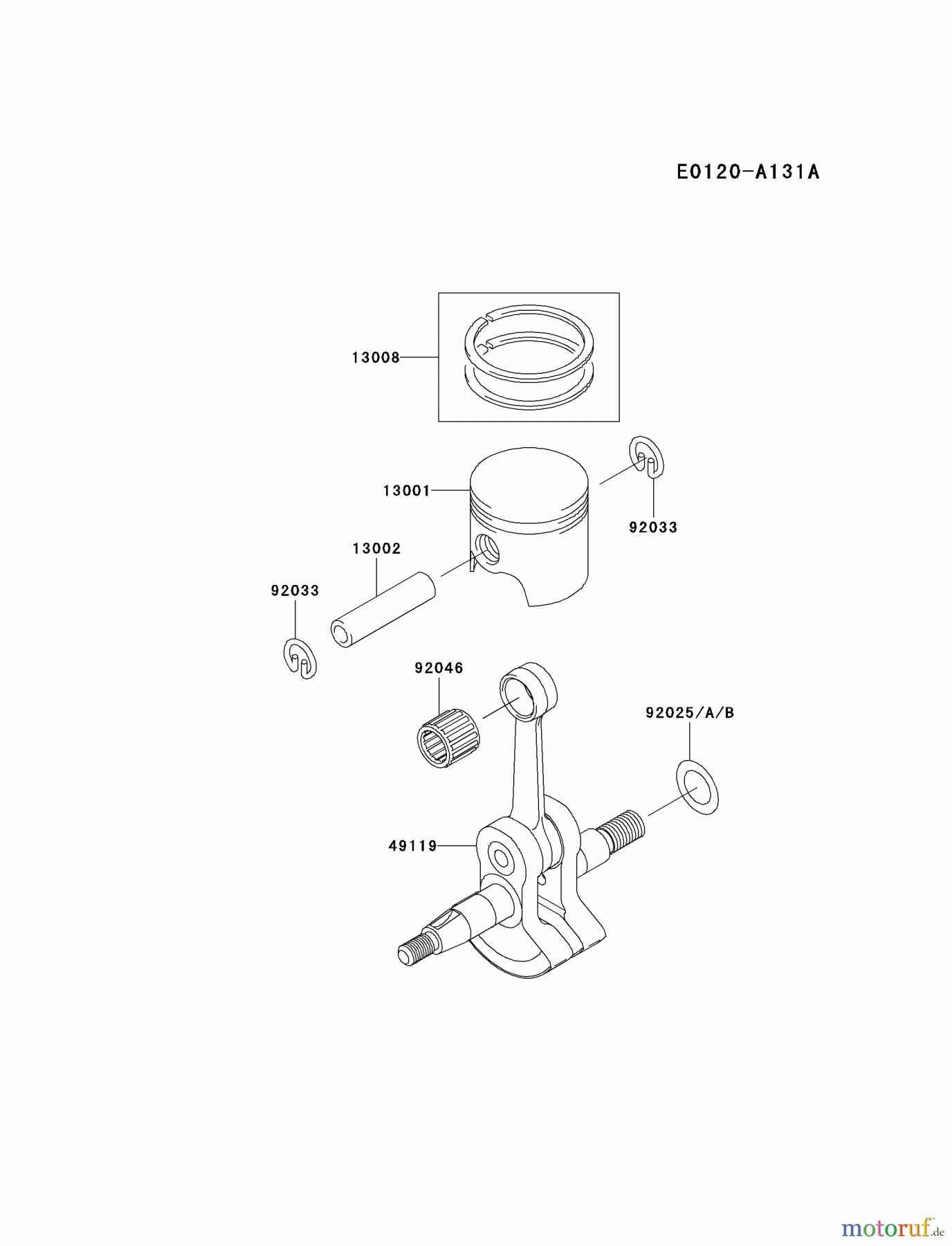  Kawasaki Geräte Trimmer, Faden / Bürste HA023F-BS01 (KBL23A) - Kawasaki Brush Cutter PISTON/CRANKSHAFT