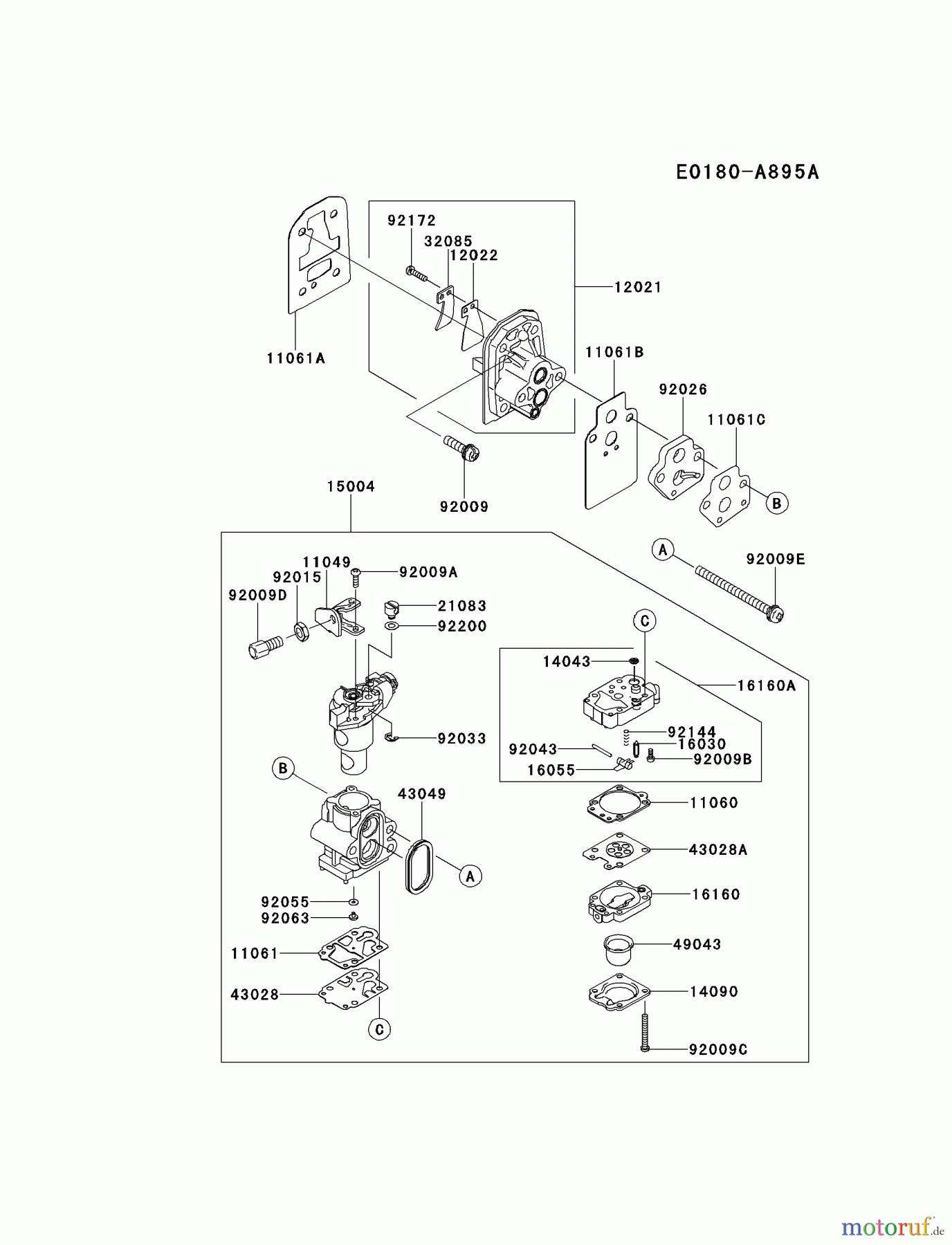  Kawasaki Geräte Trimmer, Faden / Bürste KTFR27A-A2 (KTFR27A) - Kawasaki Grass Trimmer CARBURETOR