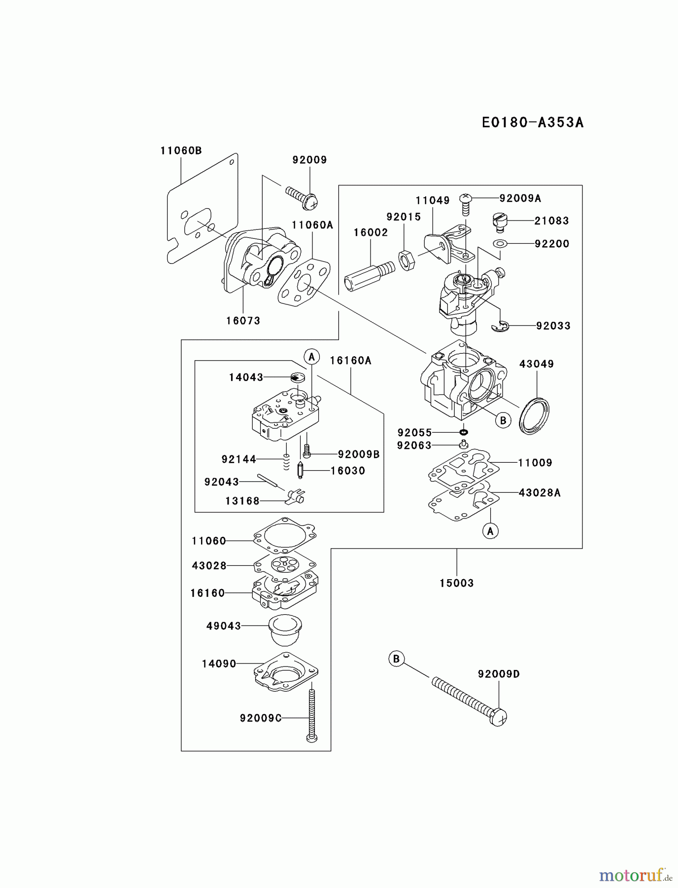  Kawasaki Geräte Trimmer, Faden / Bürste HA034F-AS01 (KBL34A) - Kawasaki Brush Cutter CARBURETOR