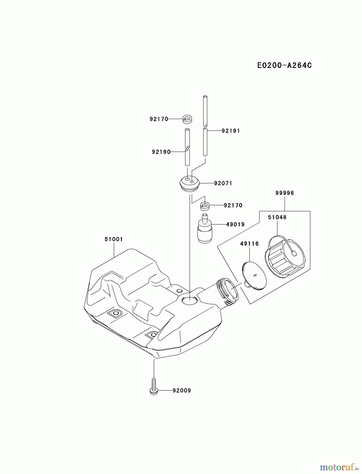  Kawasaki Geräte Trimmer, Faden / Bürste HA034F-AS01 (KBL34A) - Kawasaki Brush Cutter FUEL-TANK/FUEL-VALVE