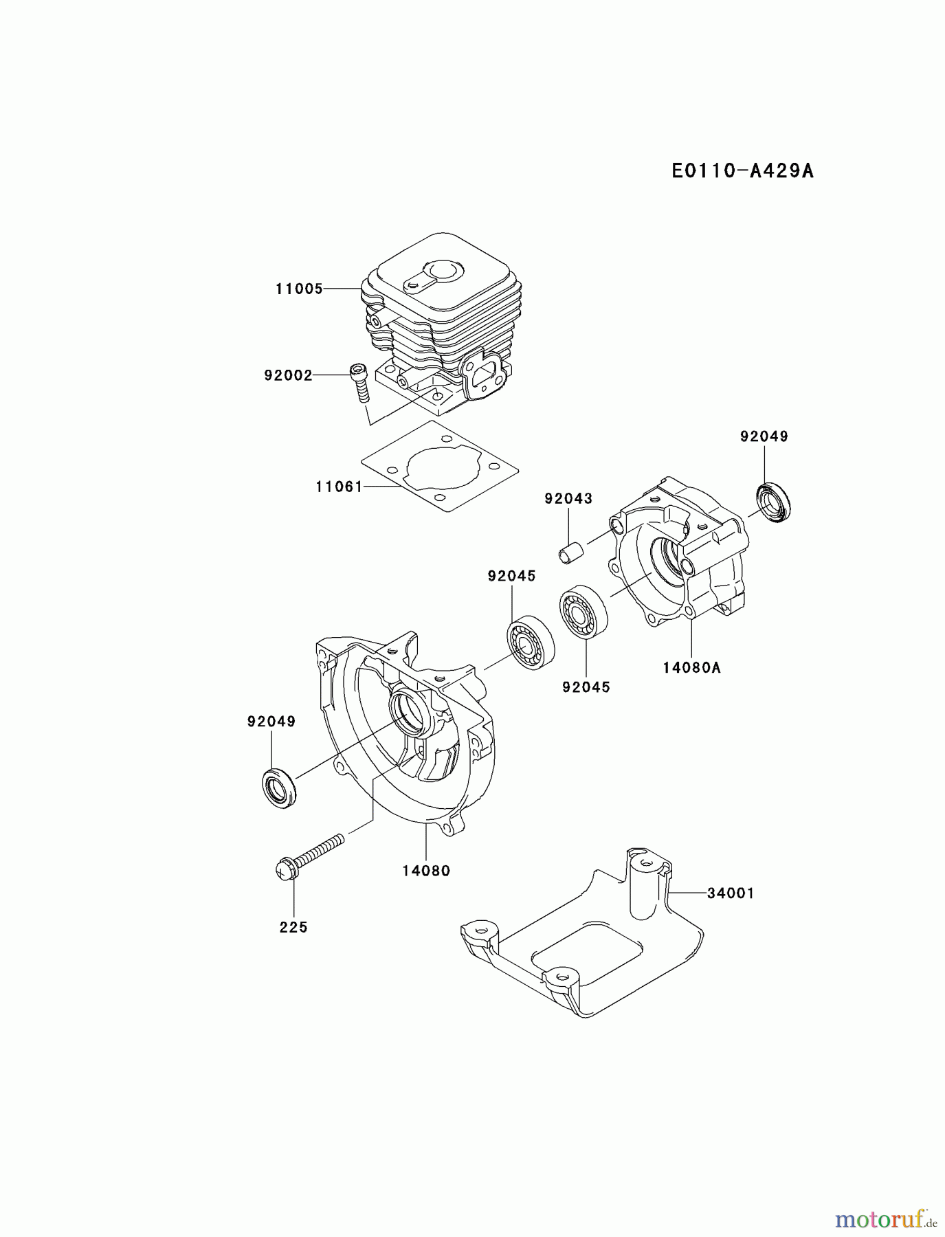  Kawasaki Geräte Trimmer, Faden / Bürste KBL27A-A1 (KBL27A) - Kawasaki Brush Cutter CYLINDER/CRANKCASE