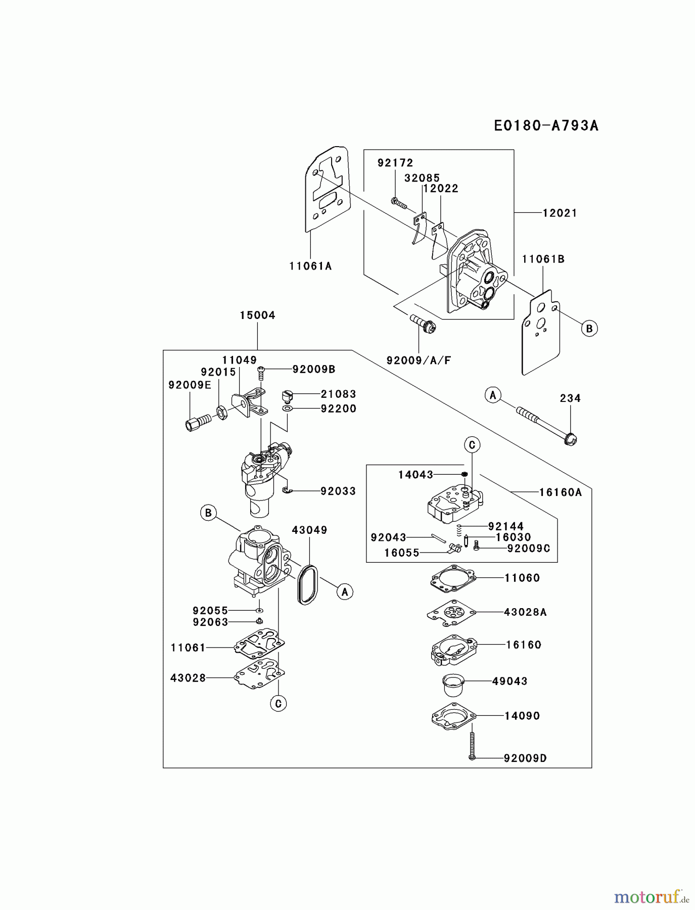  Kawasaki Geräte Trimmer, Faden / Bürste KBL27B-A2 (KBL27B) - Kawasaki Brush Cutter CARBURETOR