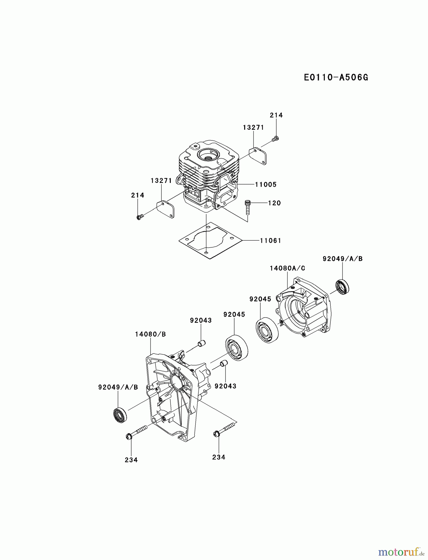  Kawasaki Geräte Bläser / Sauger / Häcksler / Zerkleinerer KRB650B-A2 (KRB650B) - Kawasaki Backpack Blower CYLINDER/CRANKCASE