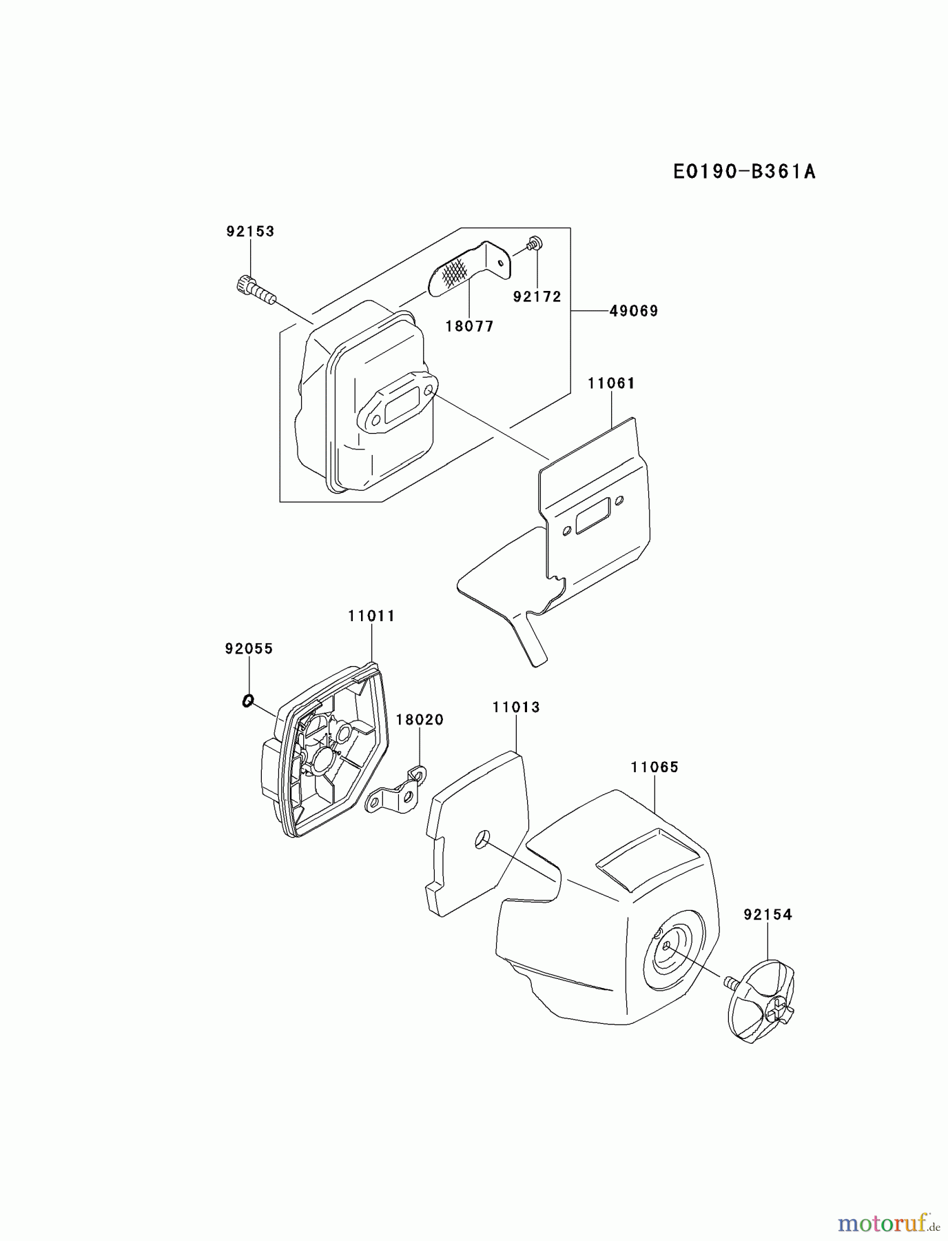  Kawasaki Geräte Trimmer, Faden / Bürste KBL27C-A5 (KBL27C) - Kawasaki Brush Cutter AIR-FILTER/MUFFLER